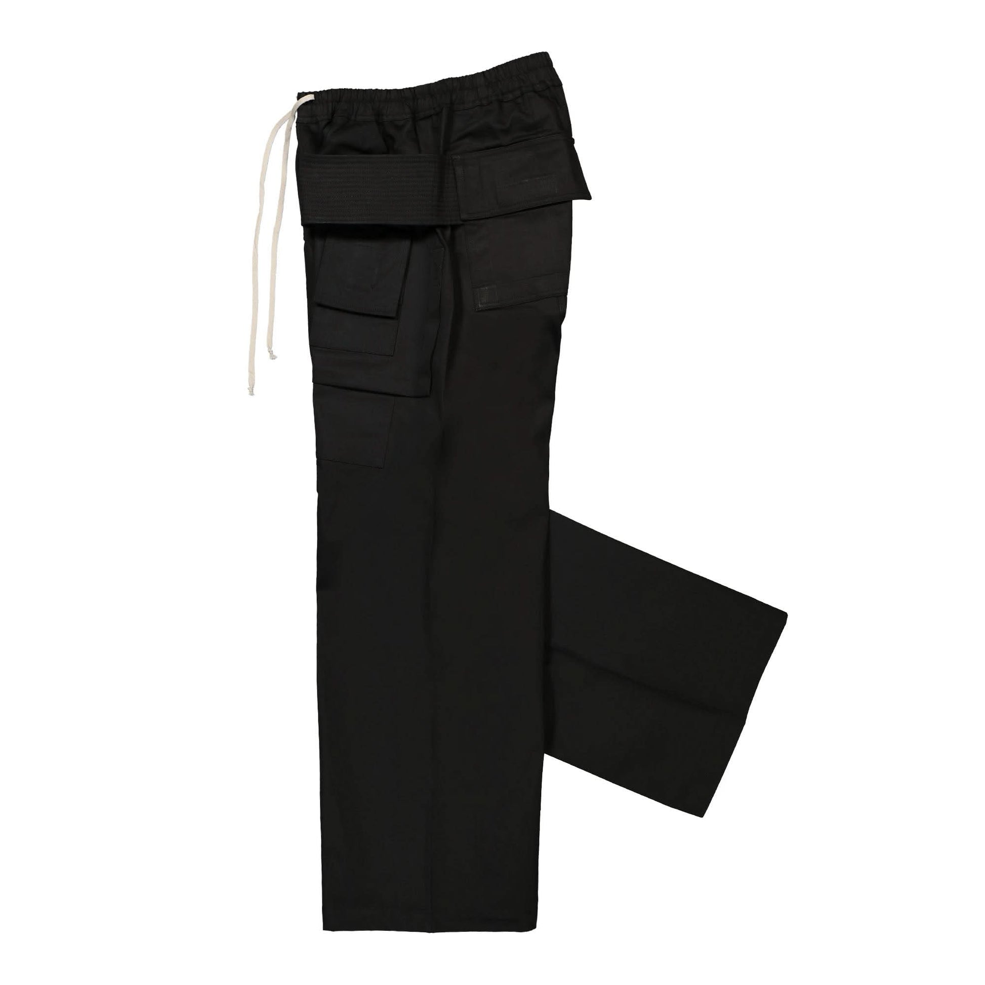 Rick Owens Creatch Cargo Drawstring Pants Black Detail view 3 | Gate