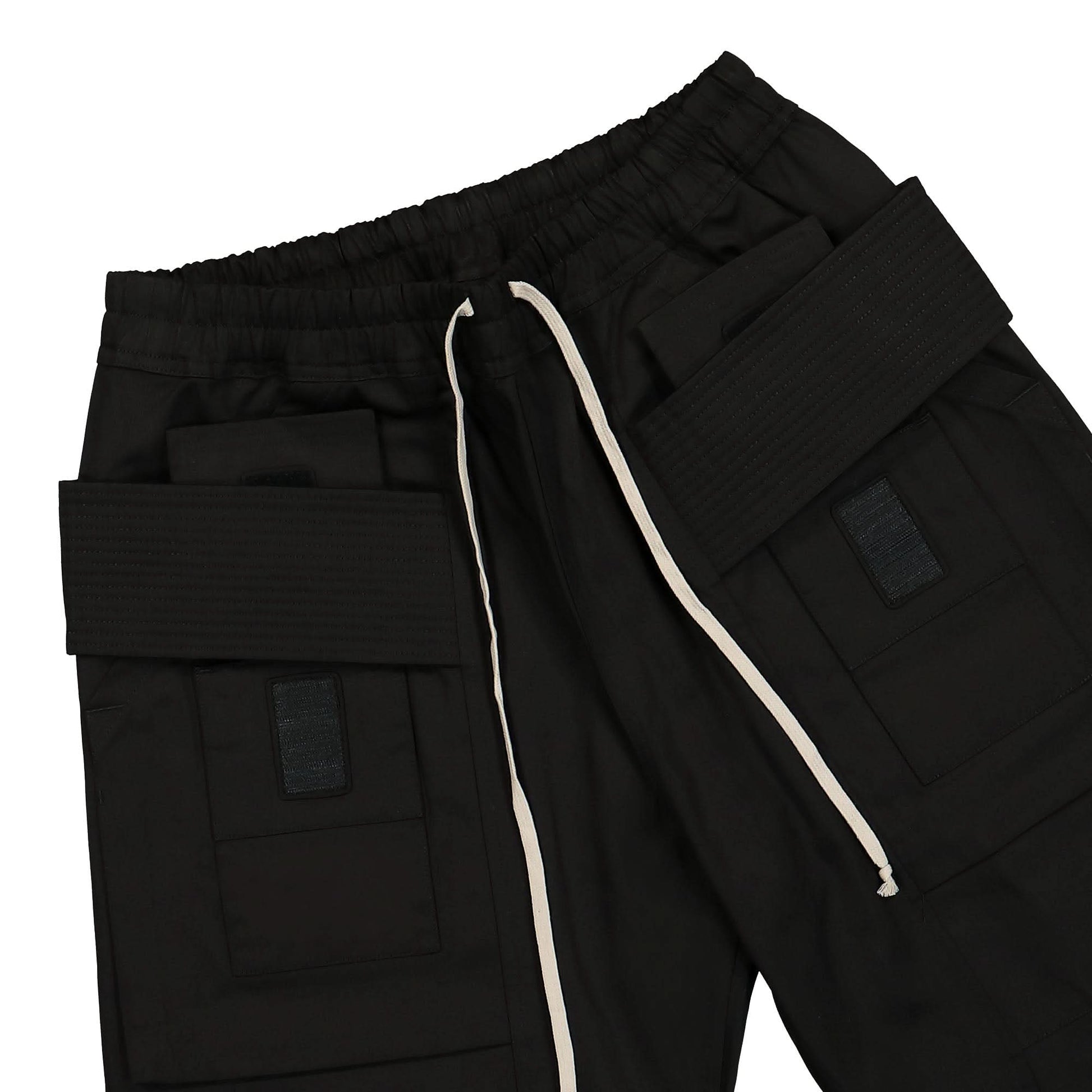 Rick Owens Creatch Cargo Drawstring Pants Black Detail view 4 | Gate