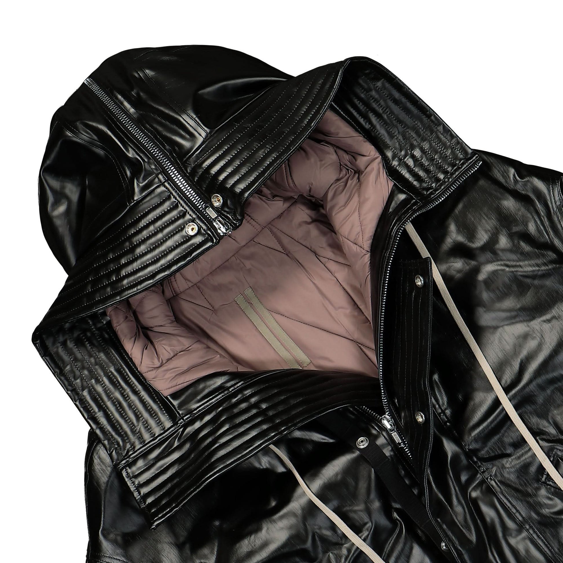 Rick Owens Hooded Long Bomber Black Detail view 3 | Gate