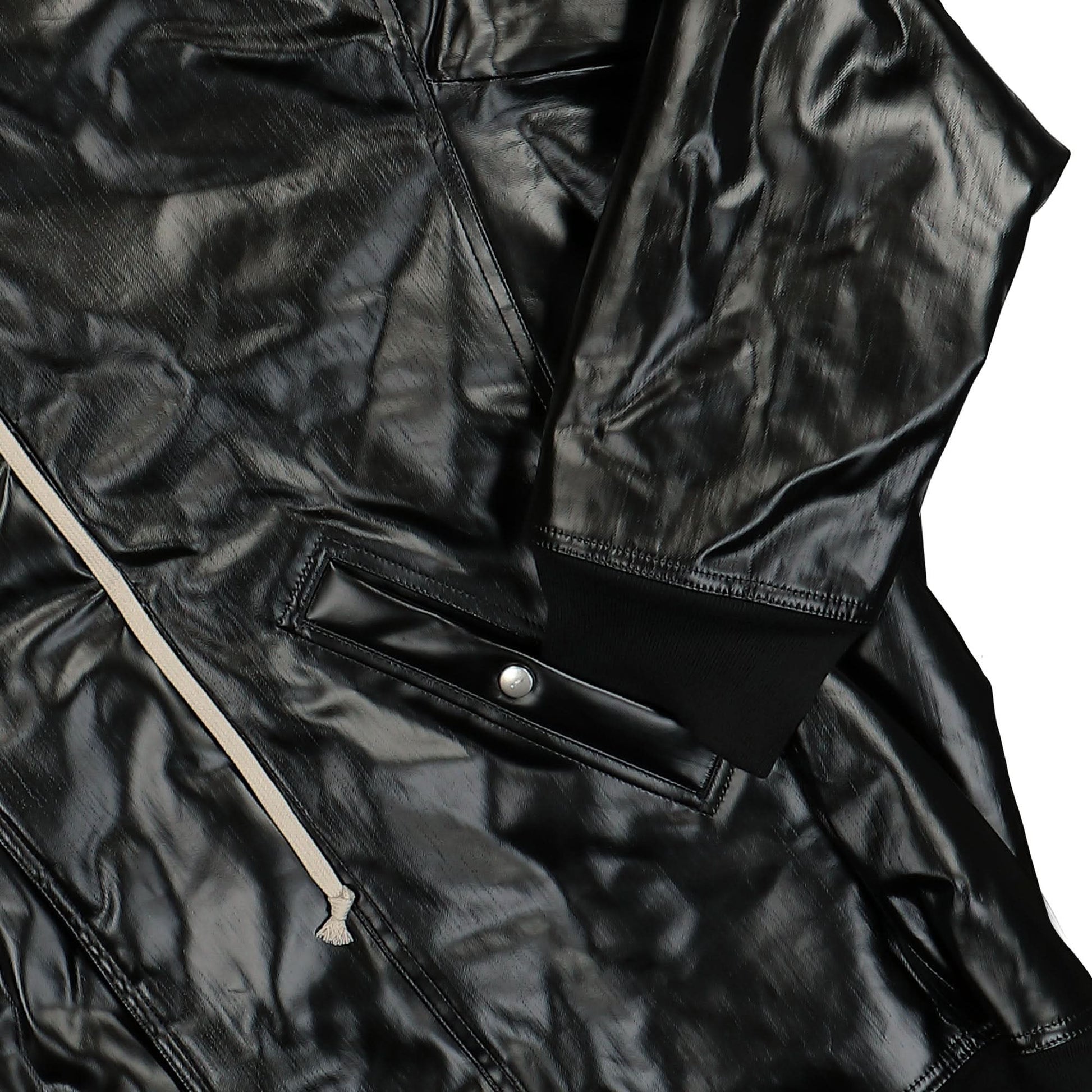 Rick Owens Hooded Long Bomber Black Detail view 4 | Gate