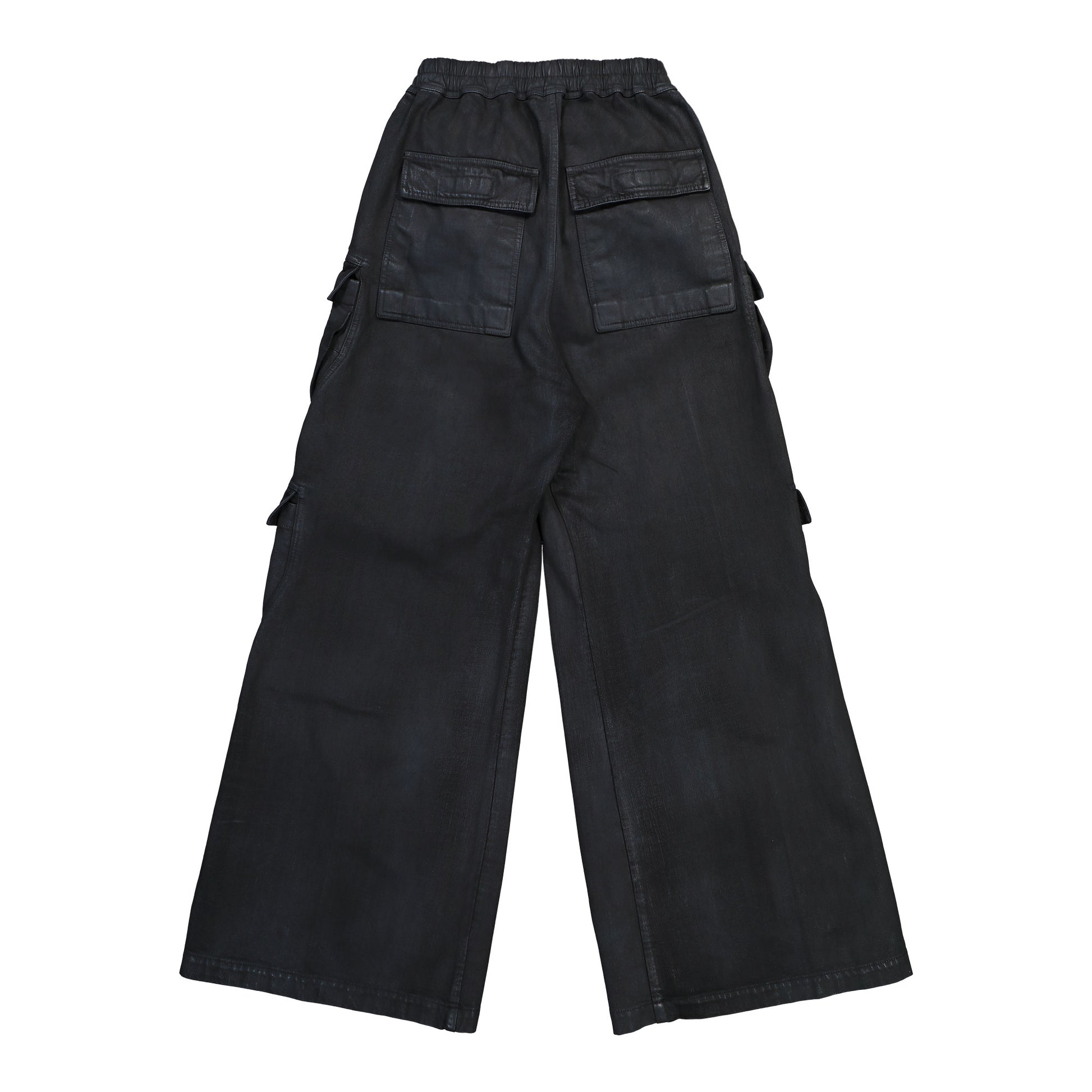 Rick Owens DRKSHDW Double Cargo Jumbo Belas Black Wax Denim Pants DU02E7398 BW 99X Detail View 2 | GATE