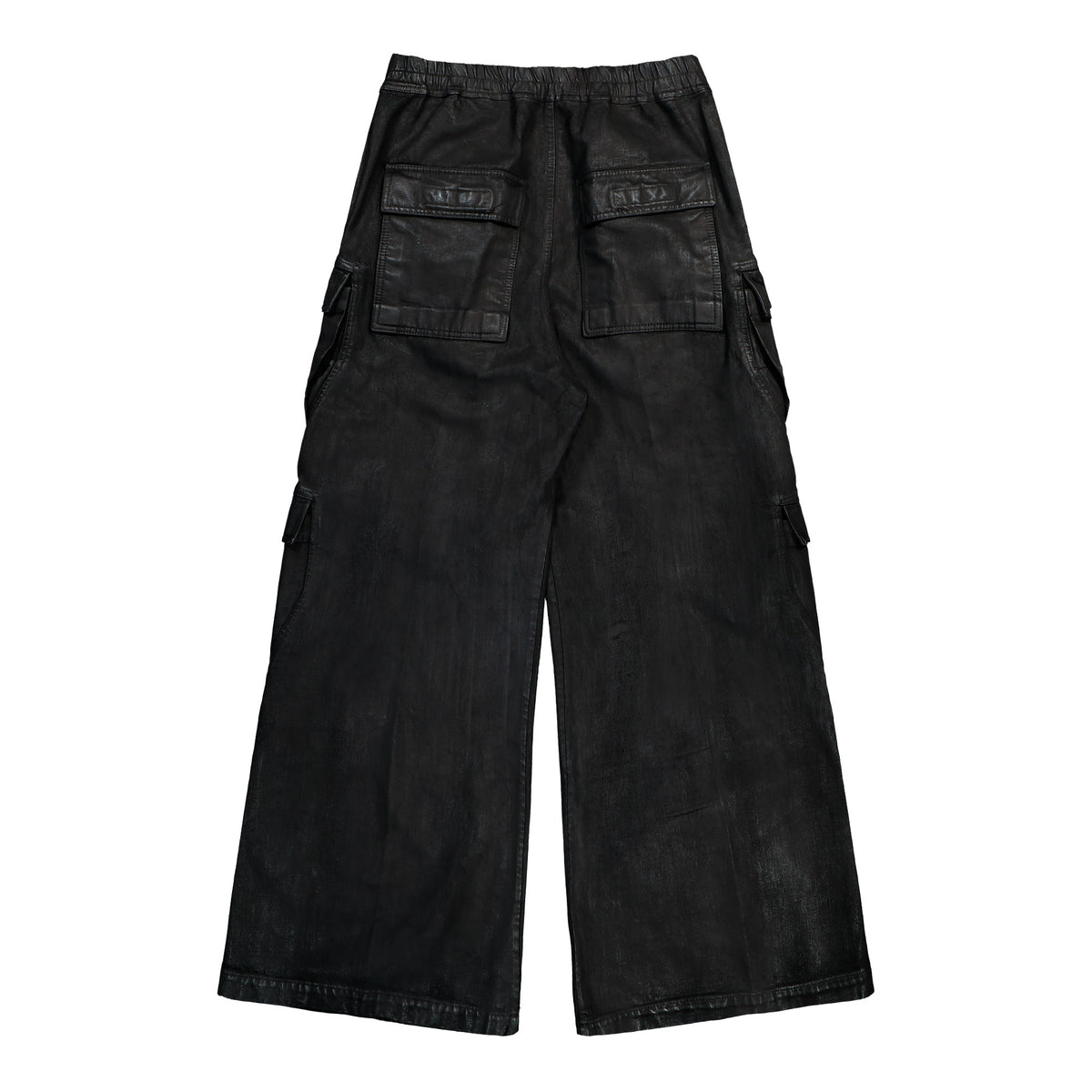 Rick Owens DRKSHDW Double Cargo Jumbo Belas Black Wax Pants DU02F6398 BW 99X Detail View 1 | GATE