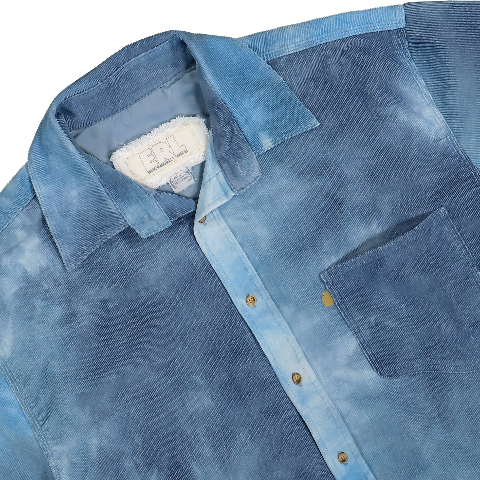 ERL Tie-Dye Corduroy Overshirt Blue Detail view 3 | Gate