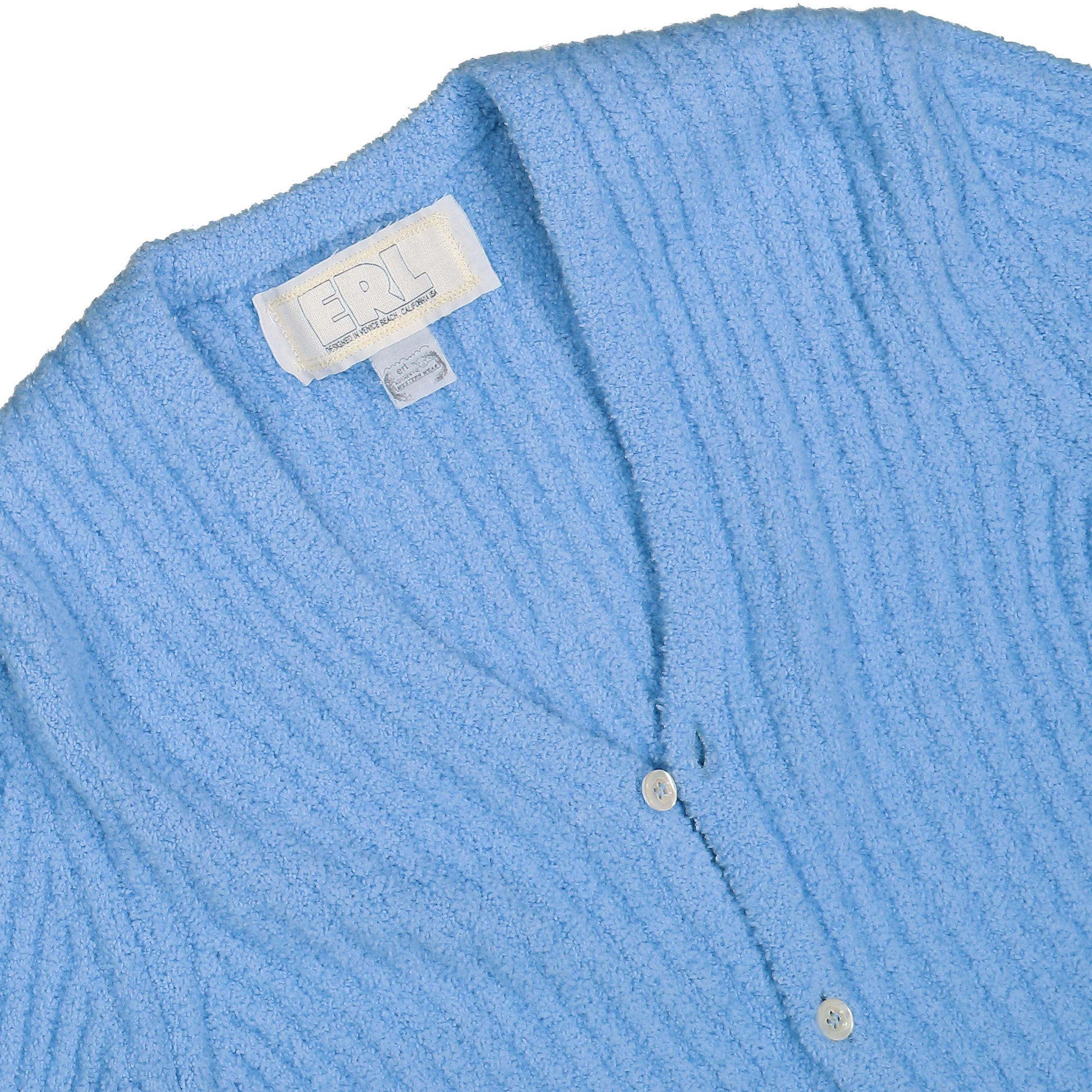 ERL Cozy Asymmetric Cardigan Blue Detail view 3 | Gate