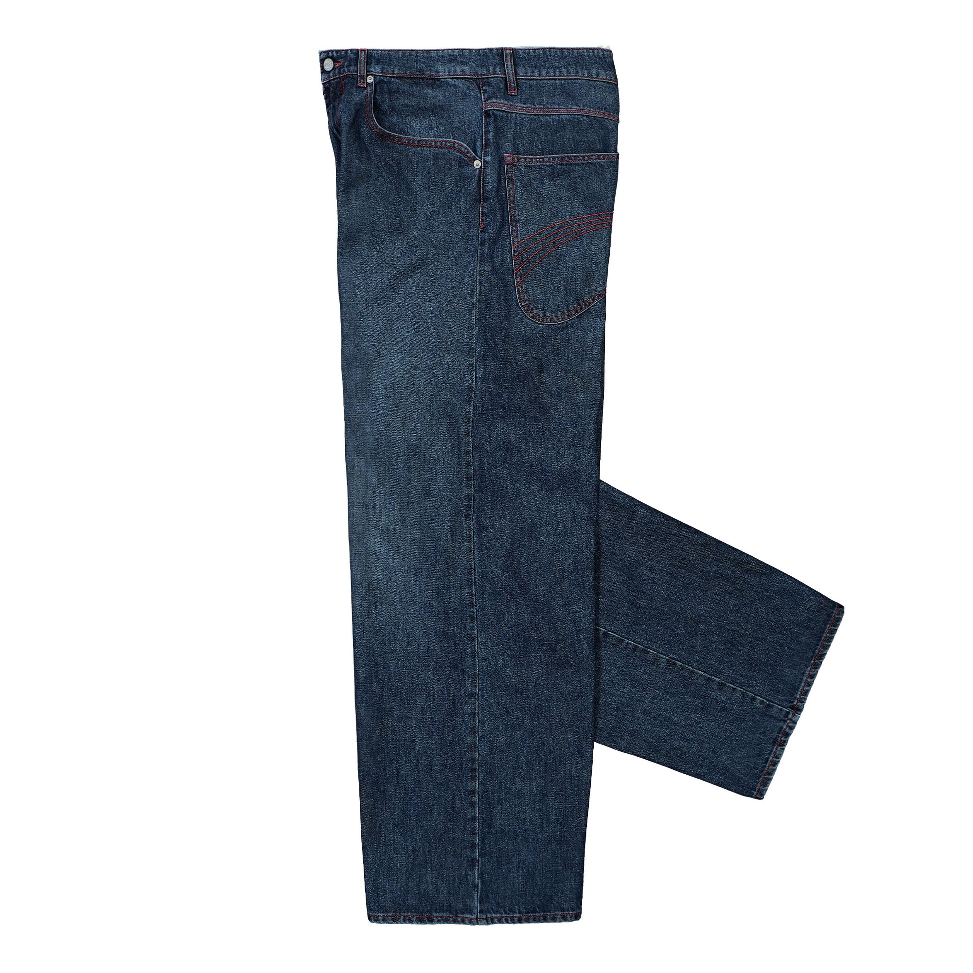 ERL Baggy Indiana Distressed Jeans Blue Detail view 3 | Gate