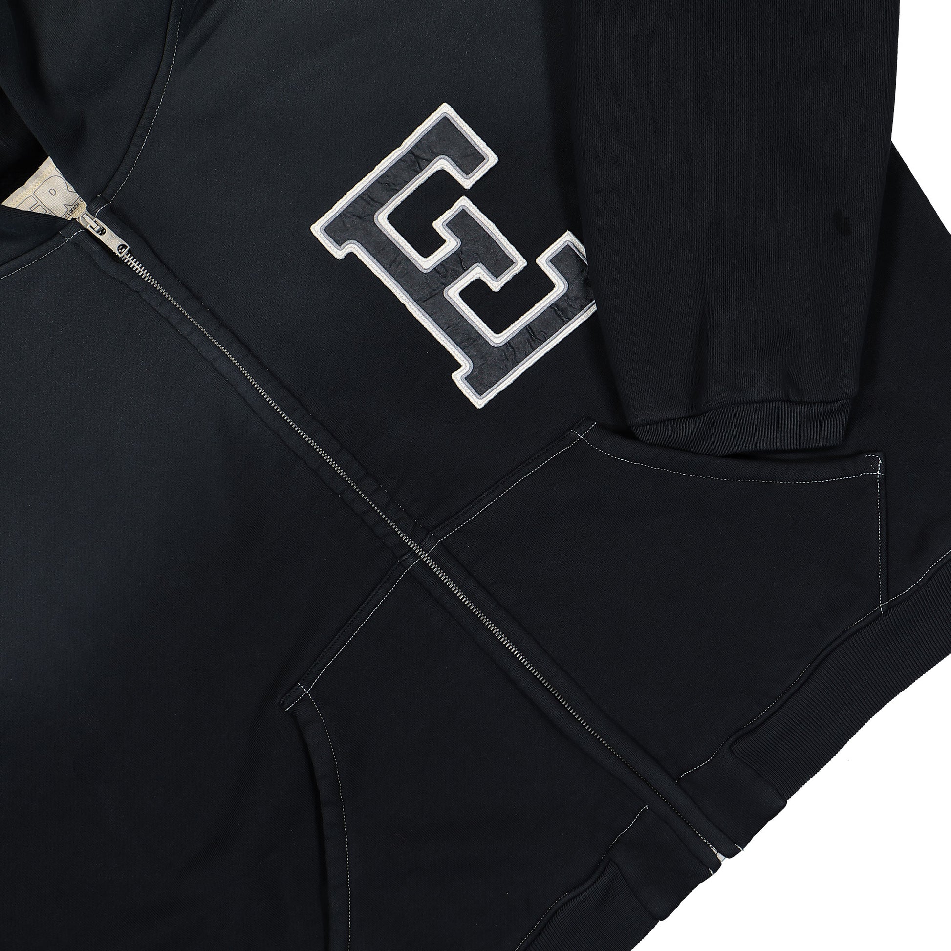 ERL Oversized Zip-Up Hoodie Black Detail view 6 | Gate