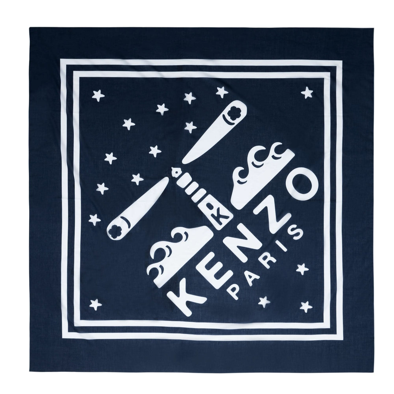 KENZO Lighthouse Large Square Scarf Blue Detail view 1 | Gate