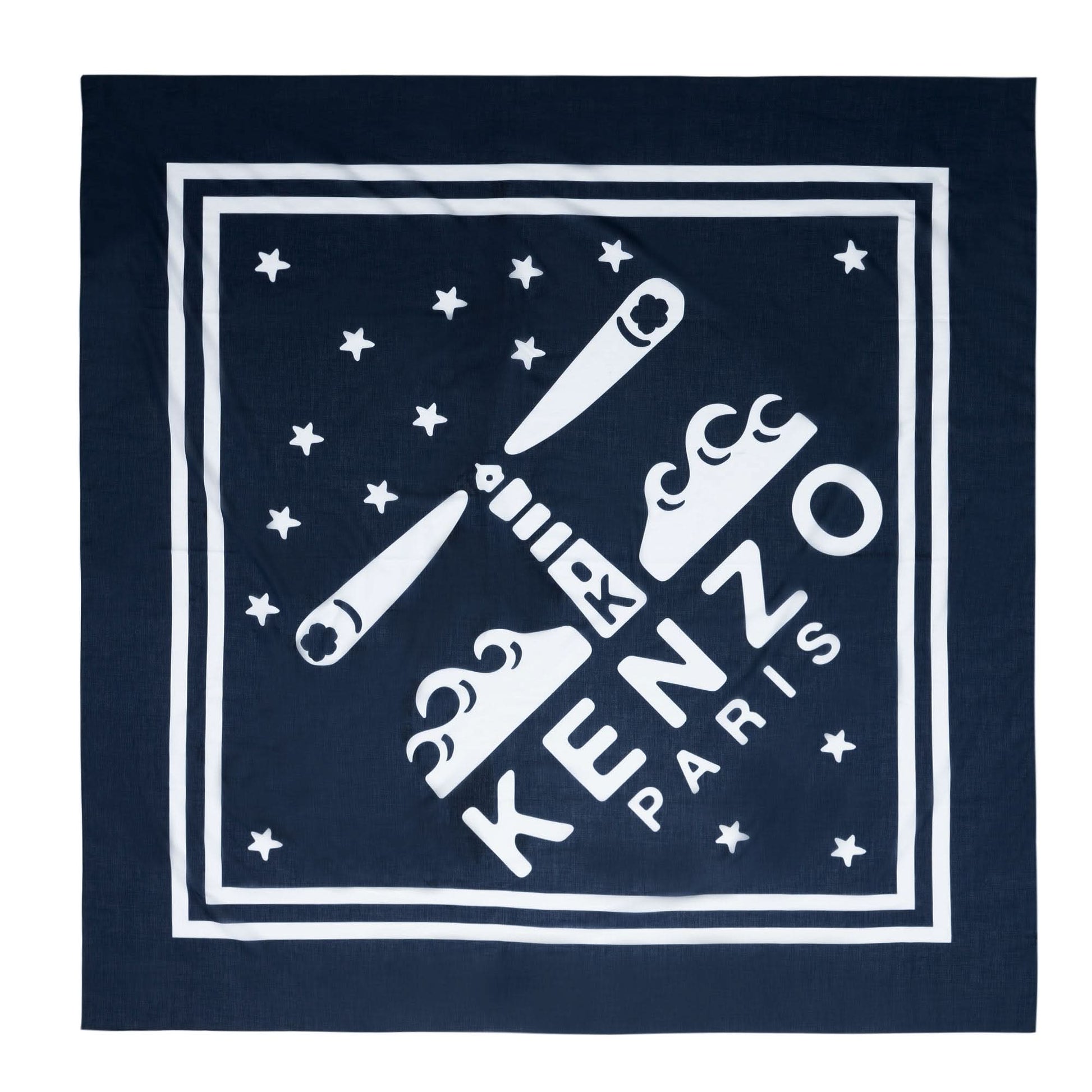 KENZO Lighthouse Large Square Scarf Blue Detail view 1 | Gate