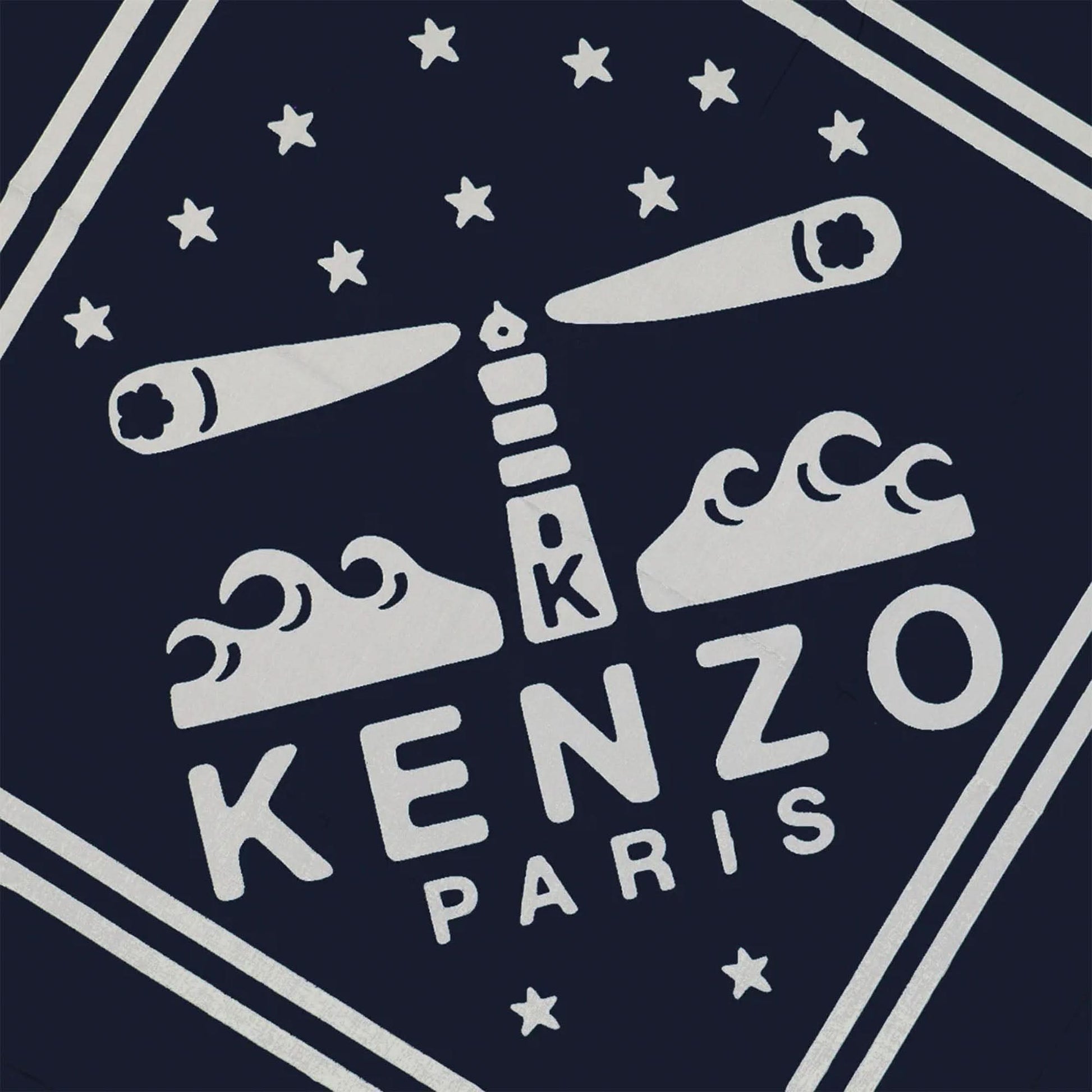 KENZO Lighthouse Large Square Scarf Blue Detail view 3 | Gate