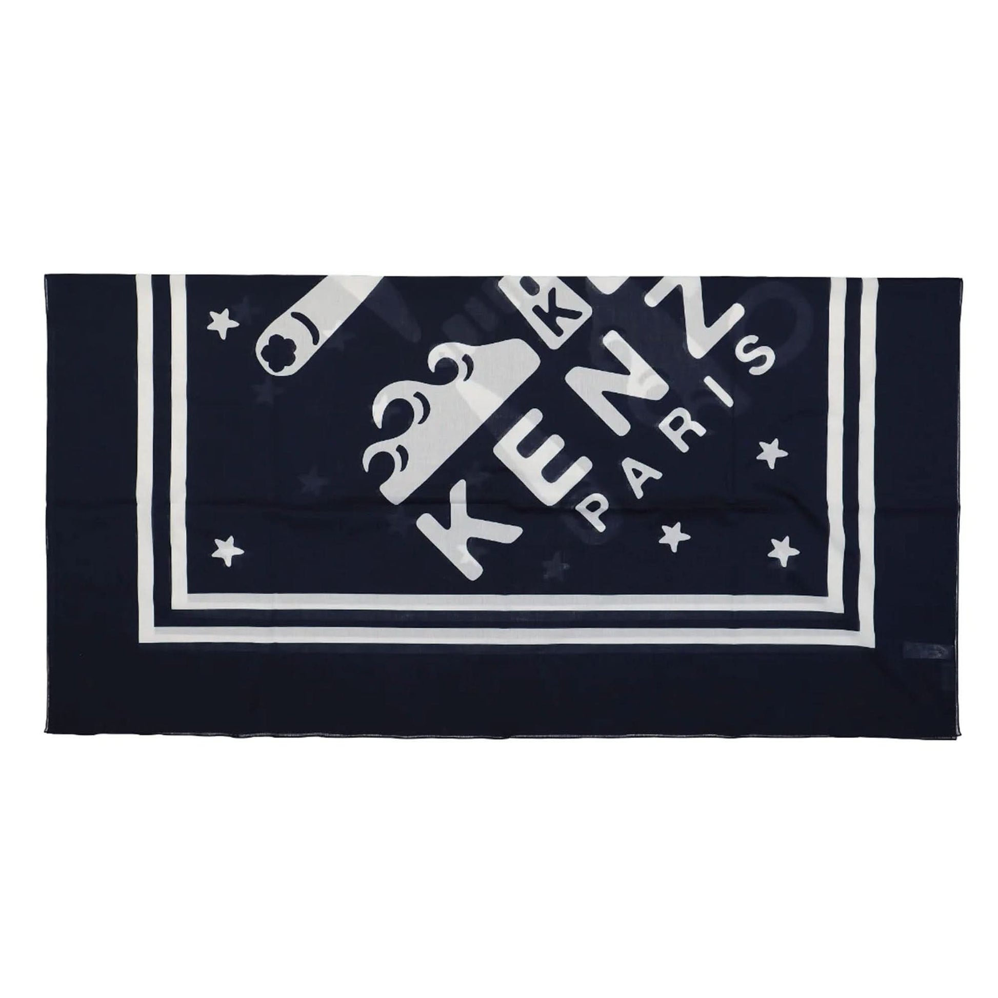 KENZO Lighthouse Large Square Scarf Blue Detail view 4 | Gate