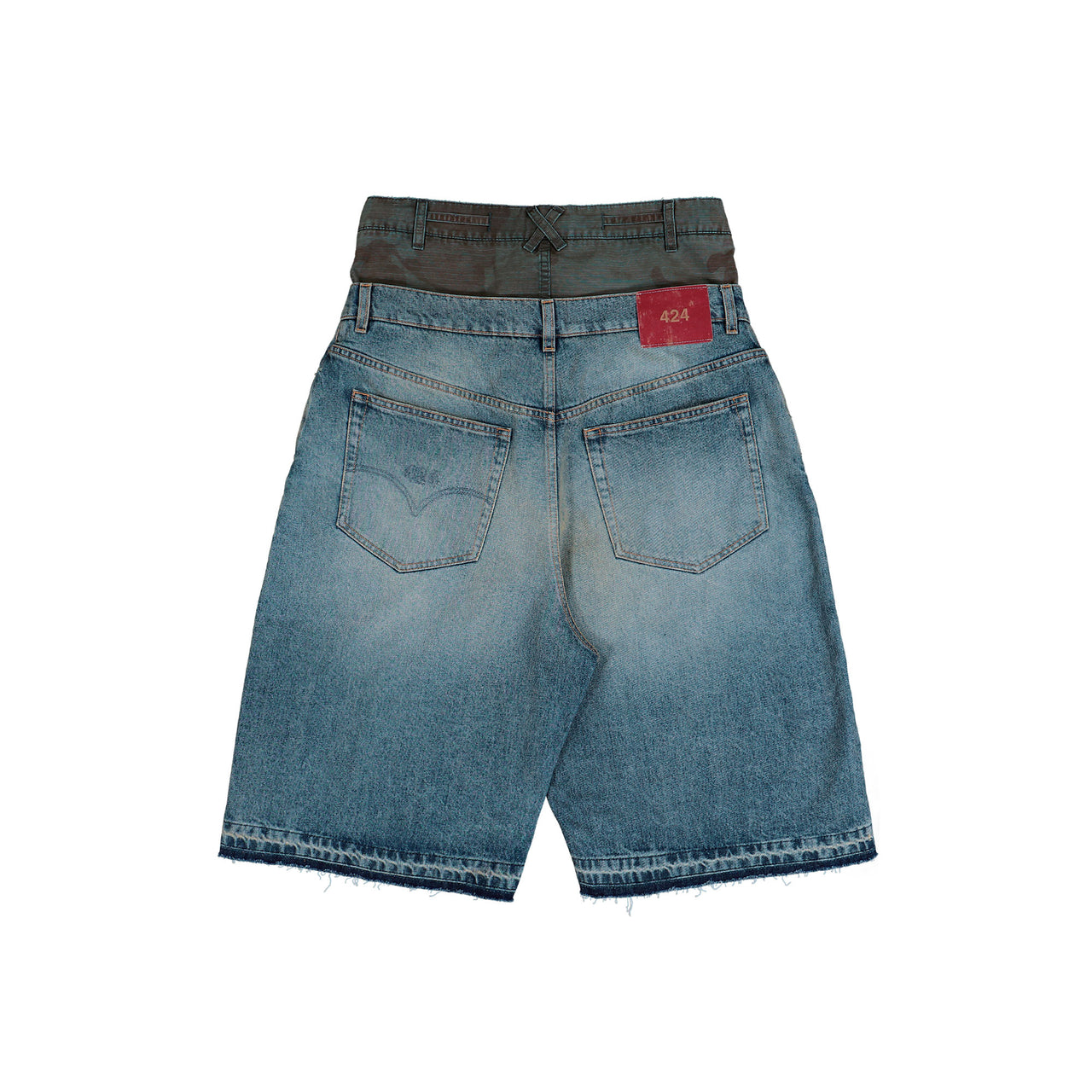 424 Big Daddy Double Short Japanese Vintage Washed Blue Shorts FFF5MT35AP TE001 502 / Japanese Vintage Washed Blue Detail View 1 | GATE