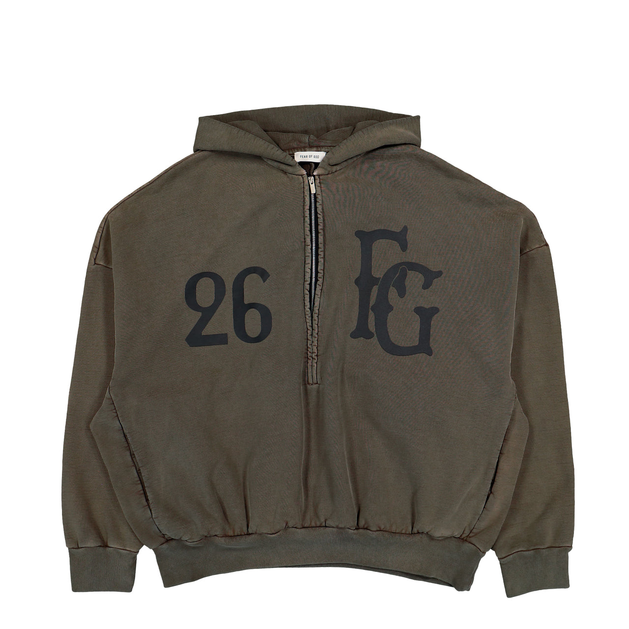 Fear Of God Baseball Club Half Zip Hoodie Faded Brown Hoodie FG9M12-9945BHF Detail View 1 | GATE