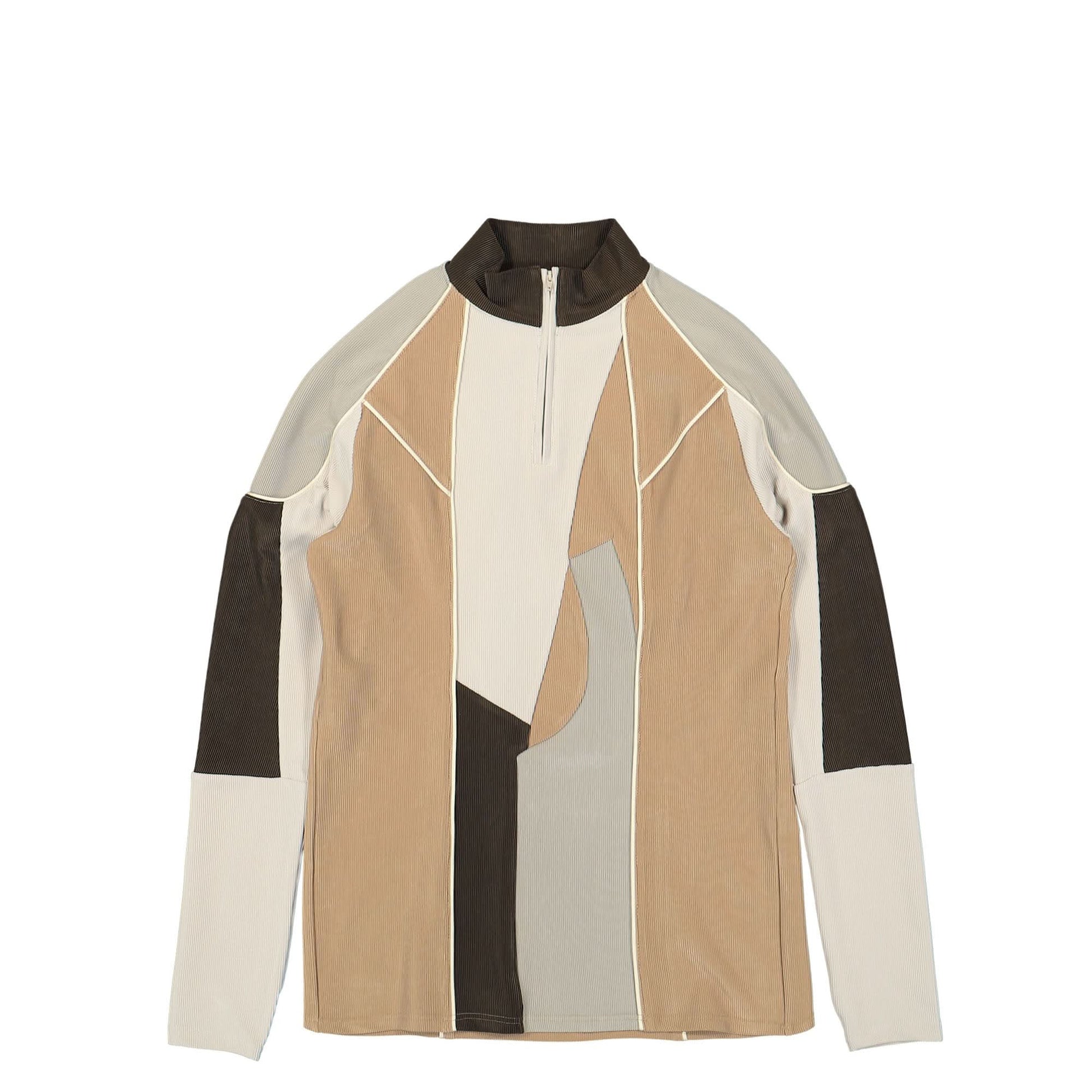 Feng Chen Wang Mix Panelled Jersey Top Brown Detail view 1 | Gate