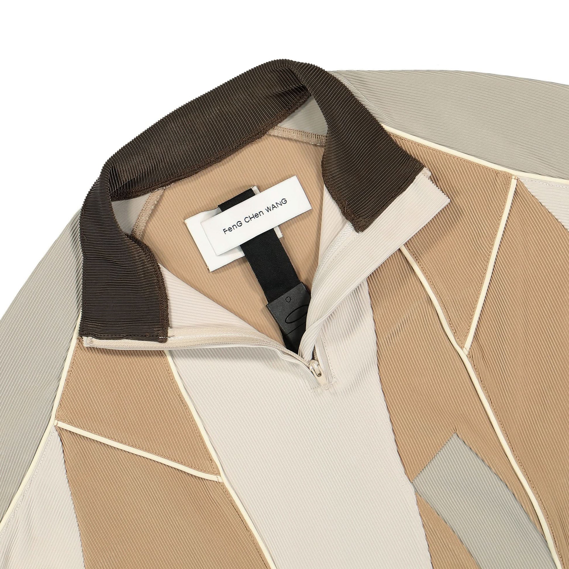 Feng Chen Wang Mix Panelled Jersey Top Brown Detail view 3 | Gate