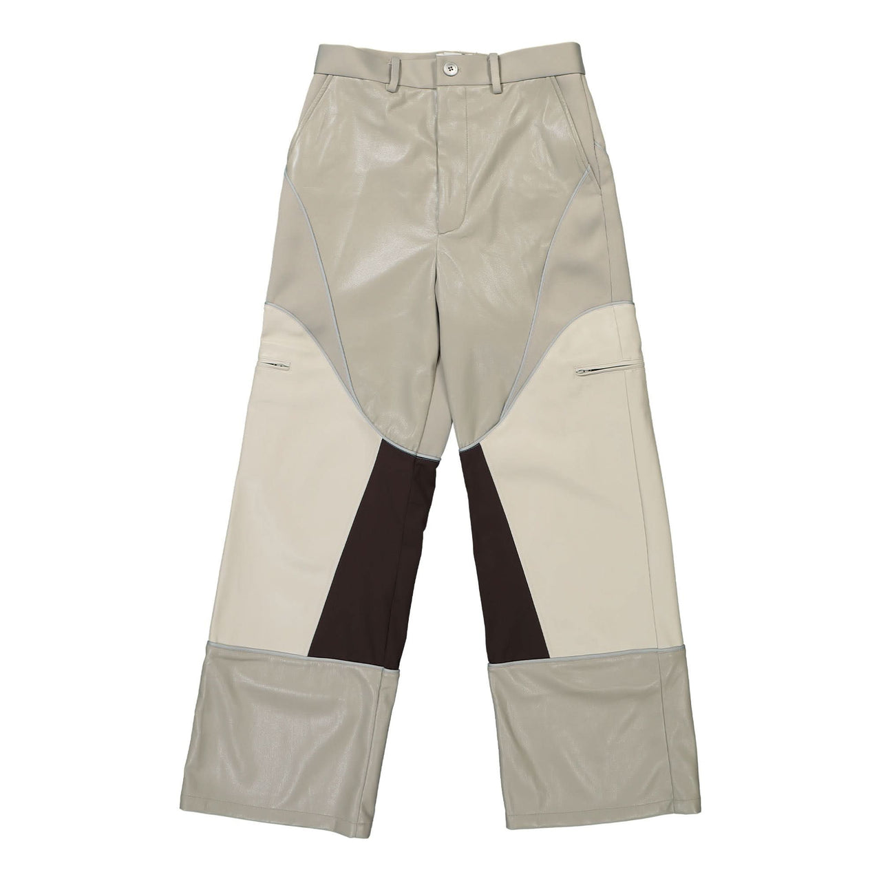 Feng Chen Wang Mix Panelled PU Leather Cargo Grey Detail view 1 | Gate