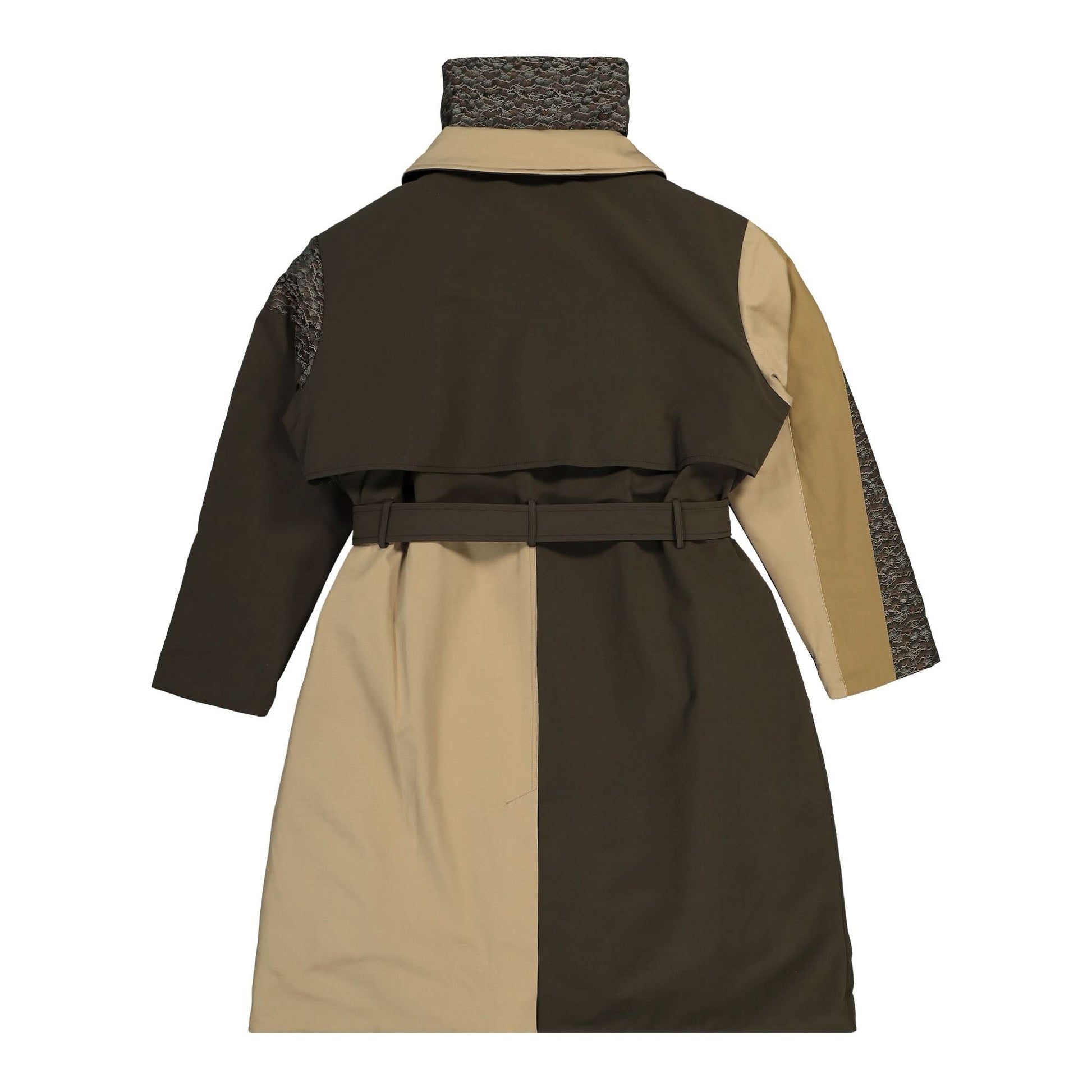 Feng Chen Wang Quilted Panel Coat Brown Detail view 2 | Gate