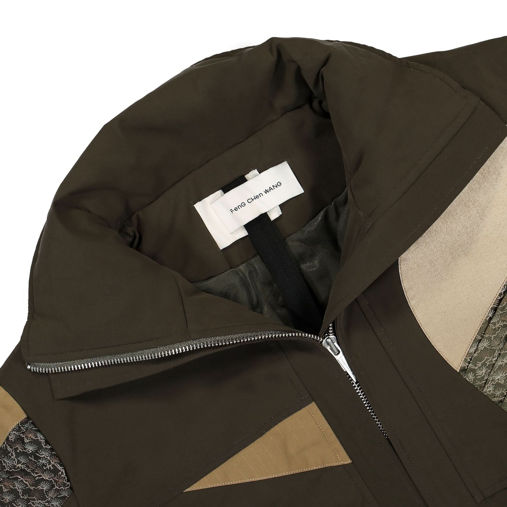 Feng Chen Wang Quilted Panel Coat Brown Detail view 3 | Gate