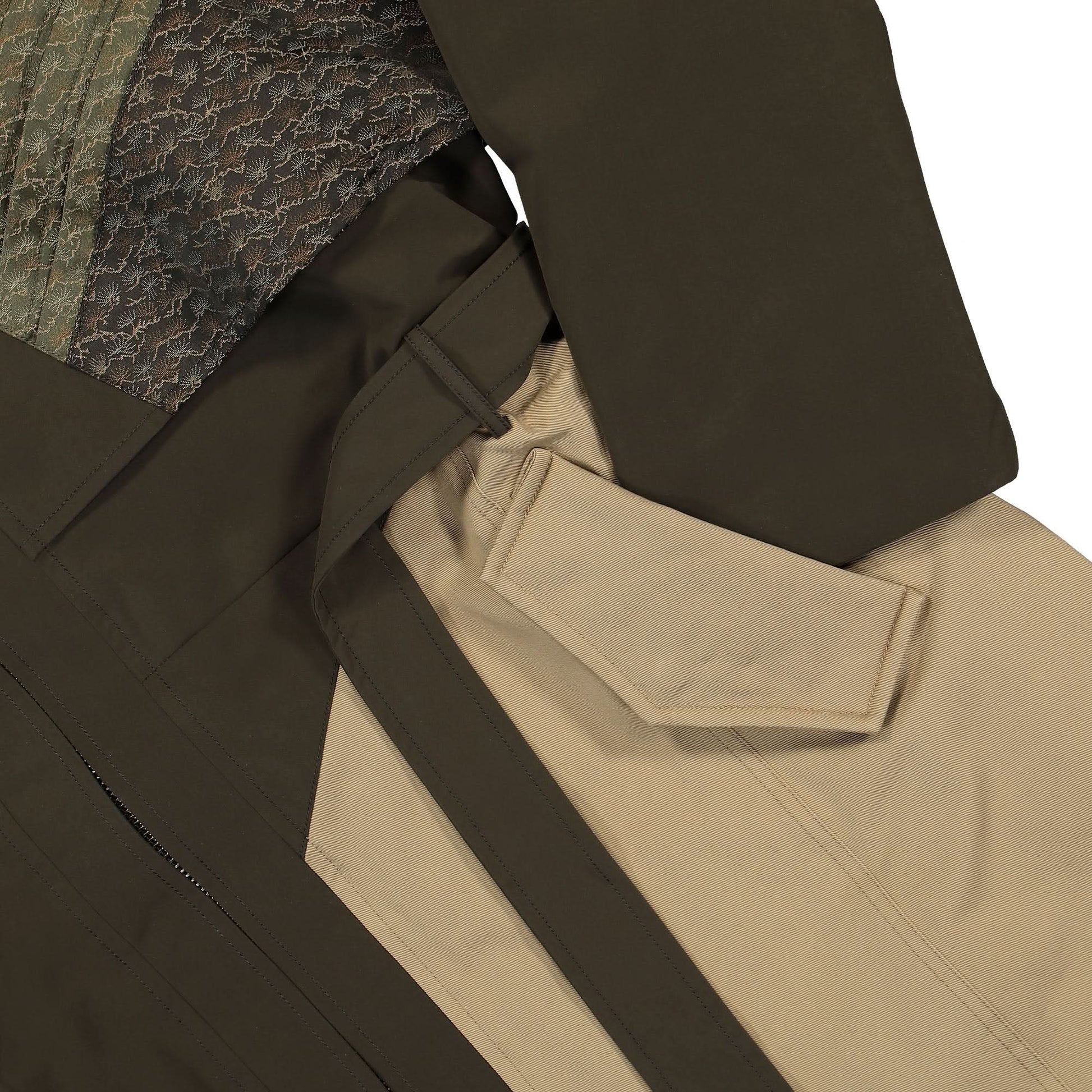 Feng Chen Wang Quilted Panel Coat Brown Detail view 4 | Gate