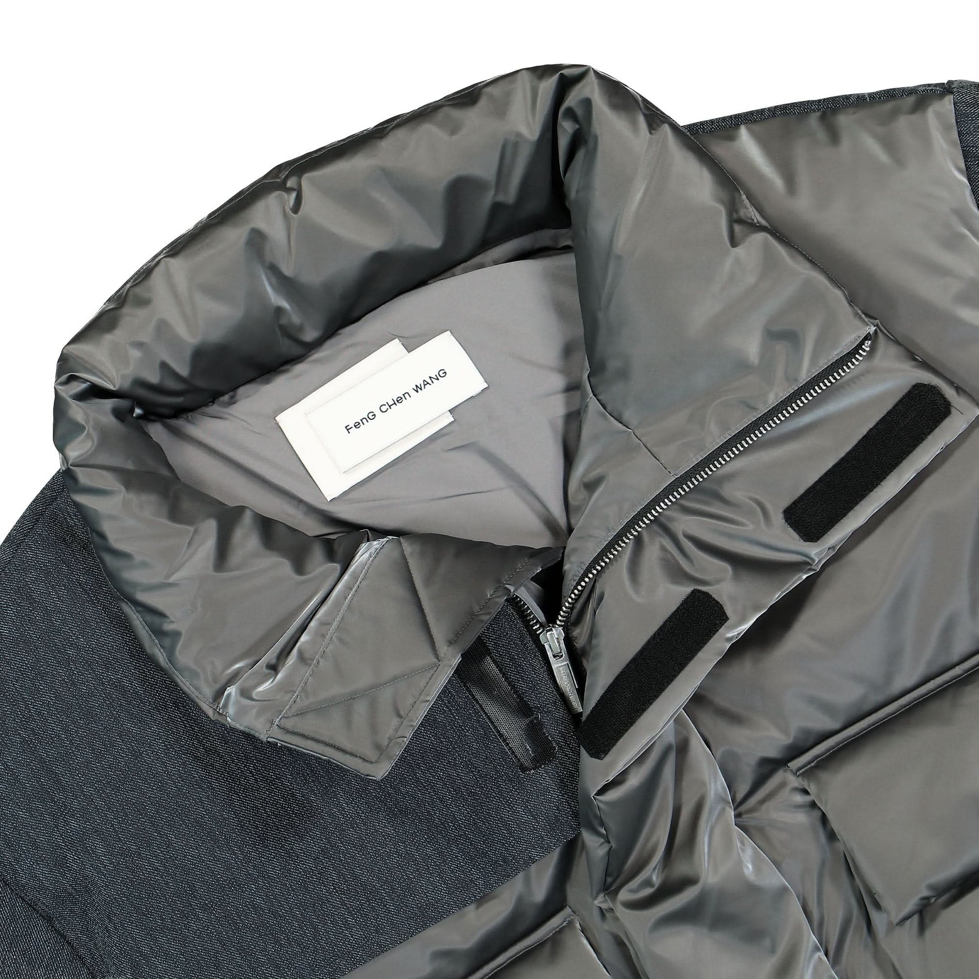 Feng Chen Wang 2 In 1 Panelled Down Jacket Blue Detail view 11 | Gate