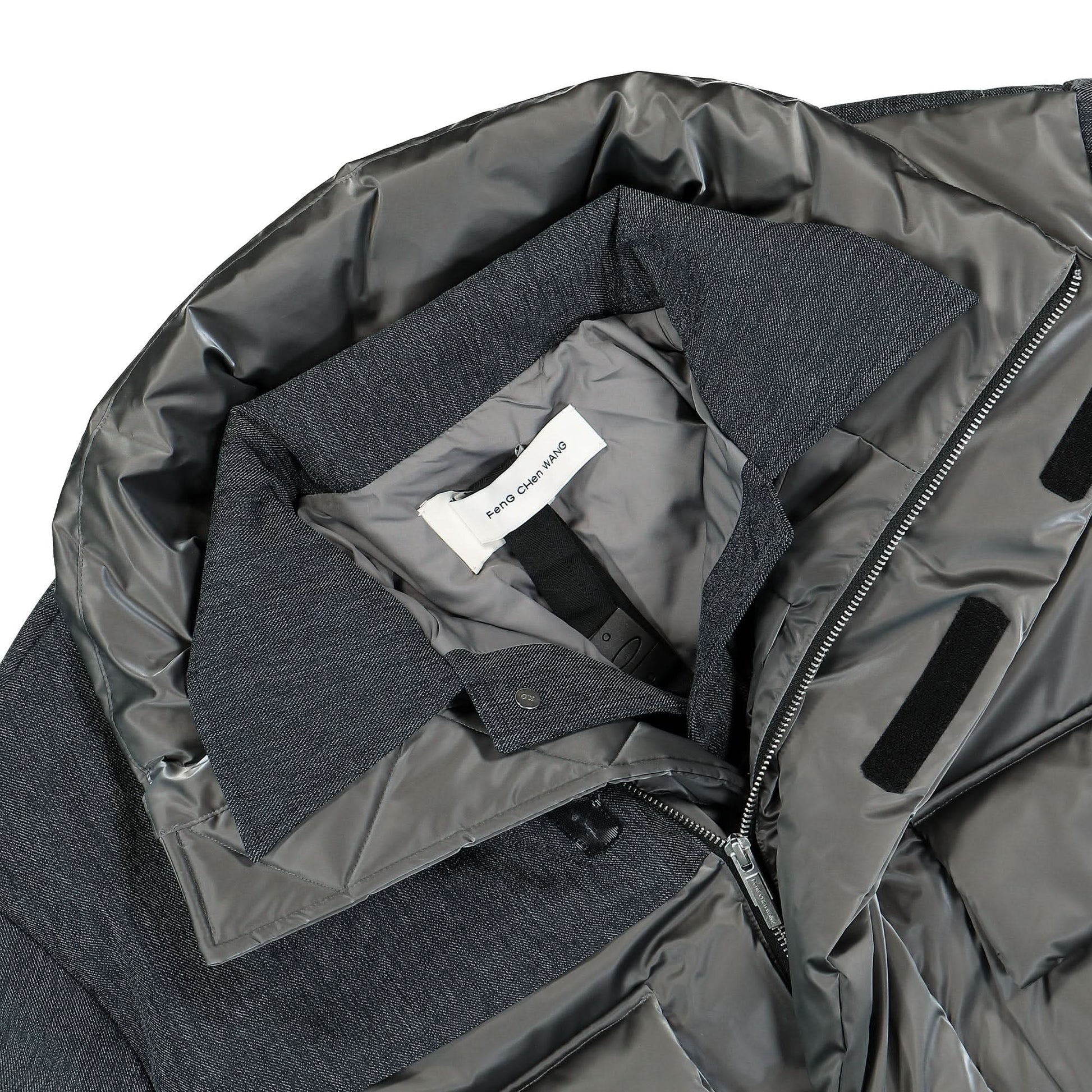 Feng Chen Wang 2 In 1 Panelled Down Jacket Blue Detail view 3 | Gate