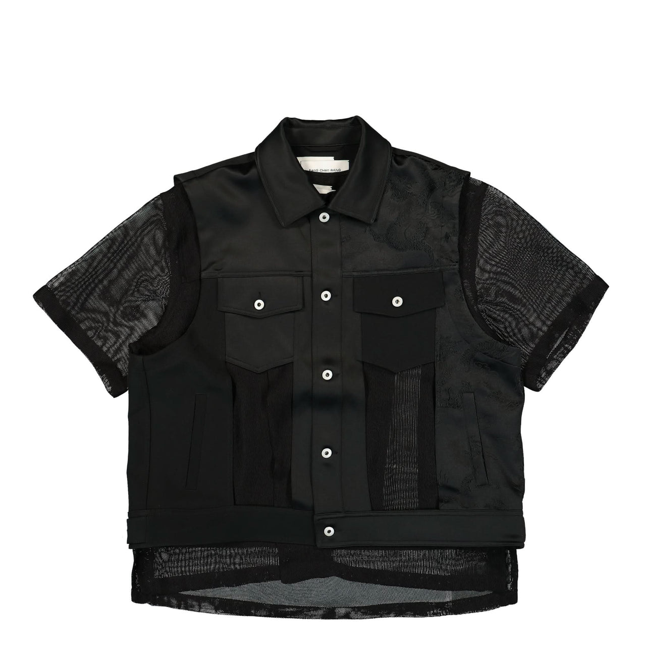 Feng Chen Wang 2 in 1 Cut Out Jacket With Dragon Jacquard Black Detail view 1 | Gate