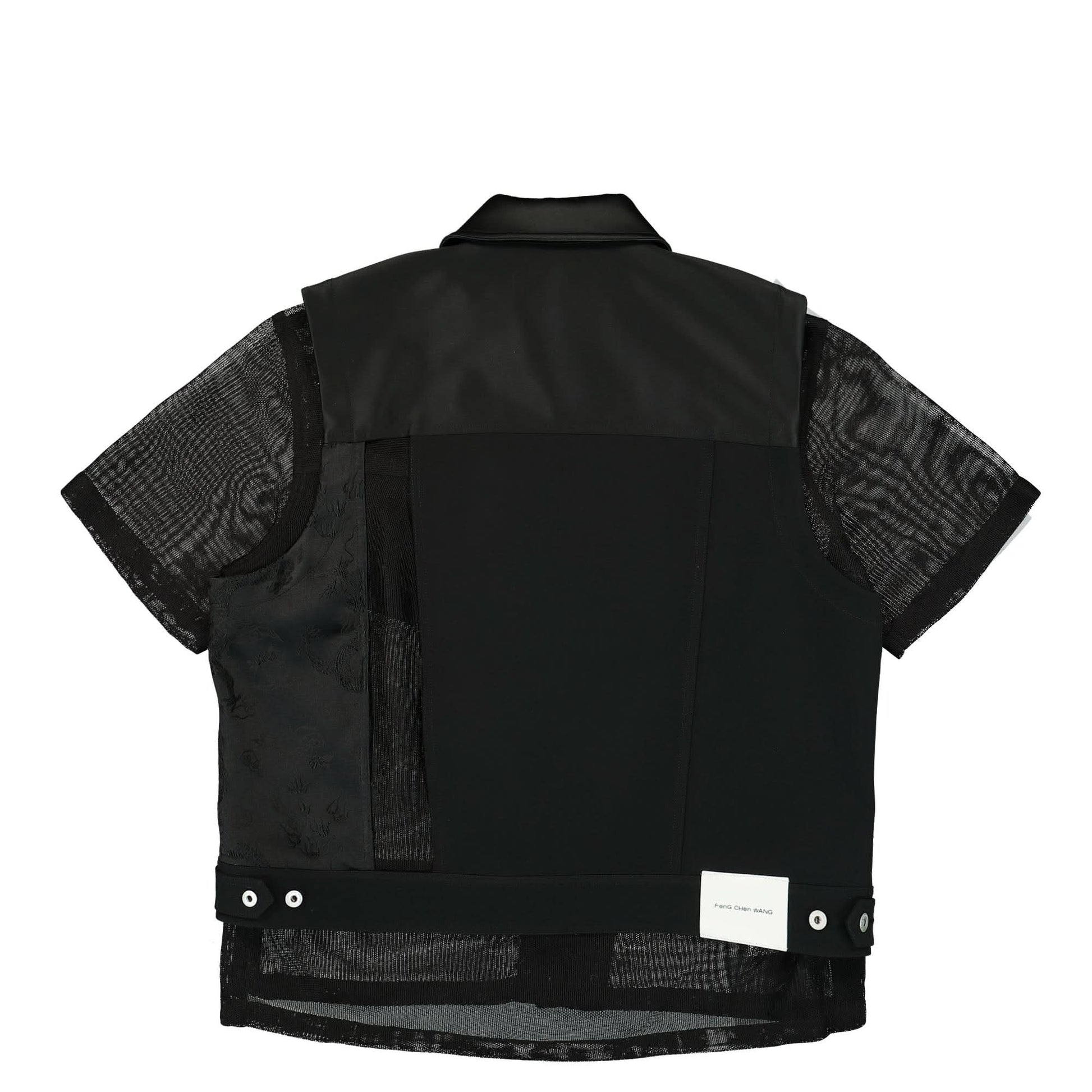 Feng Chen Wang 2 in 1 Cut Out Jacket With Dragon Jacquard Black Detail view 3 | Gate