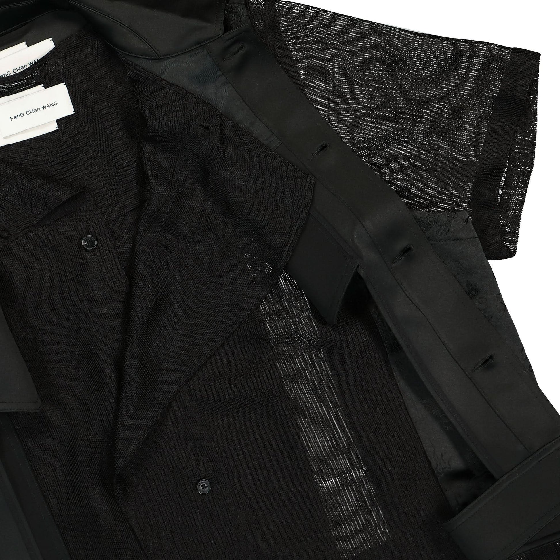 Feng Chen Wang 2 in 1 Cut Out Jacket With Dragon Jacquard Black Detail view 5 | Gate