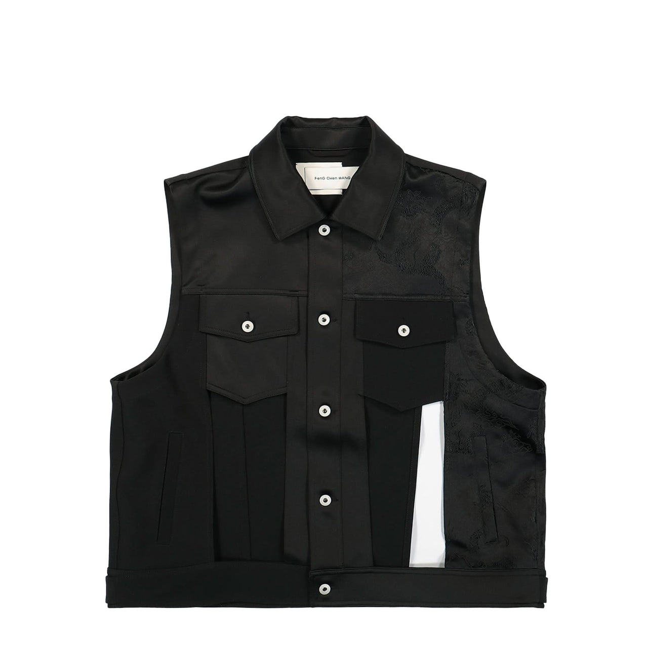 Feng Chen Wang 2 in 1 Cut Out Jacket With Dragon Jacquard Black Detail view 1 | Gate