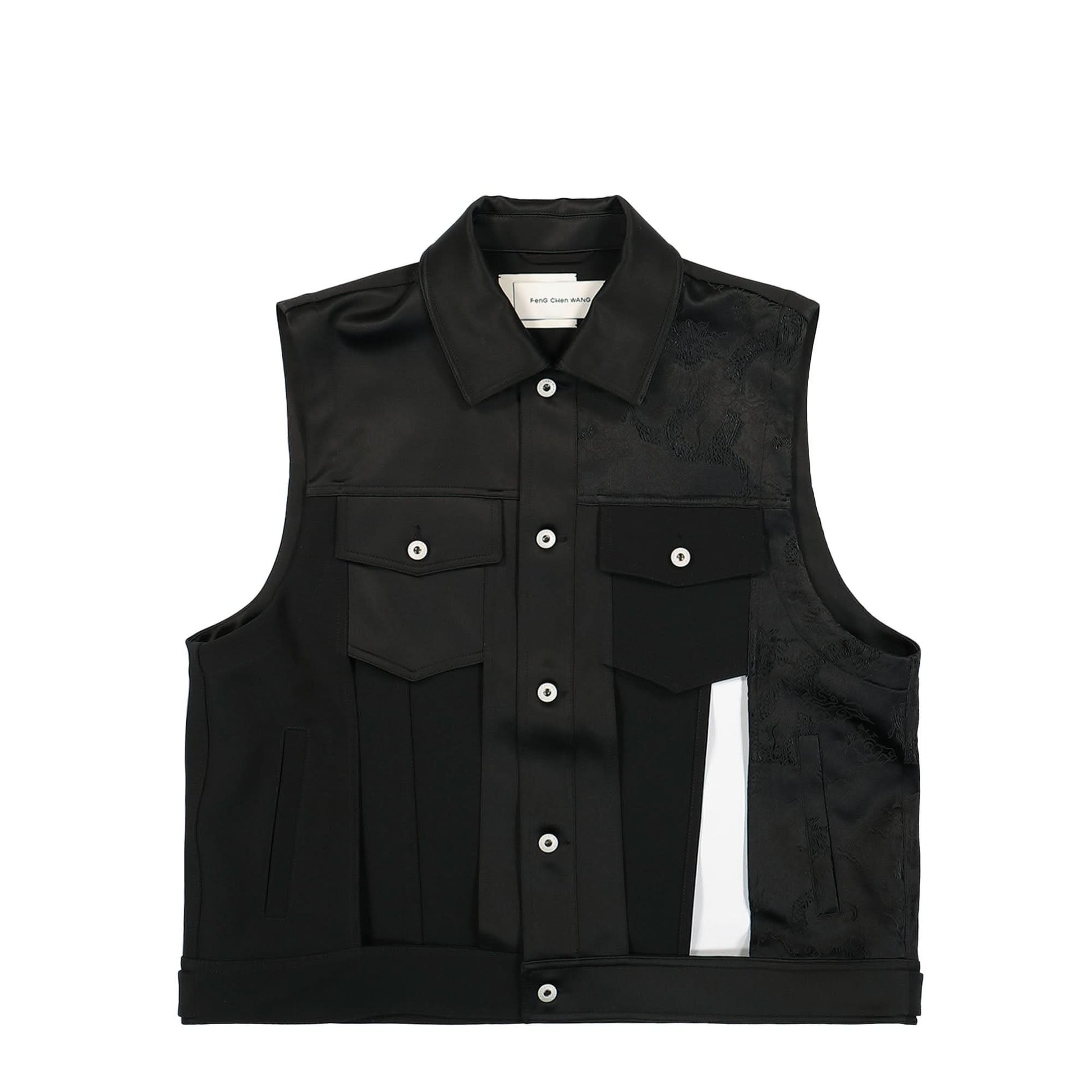 Feng Chen Wang 2 in 1 Cut Out Jacket With Dragon Jacquard Black Detail view 2 | Gate