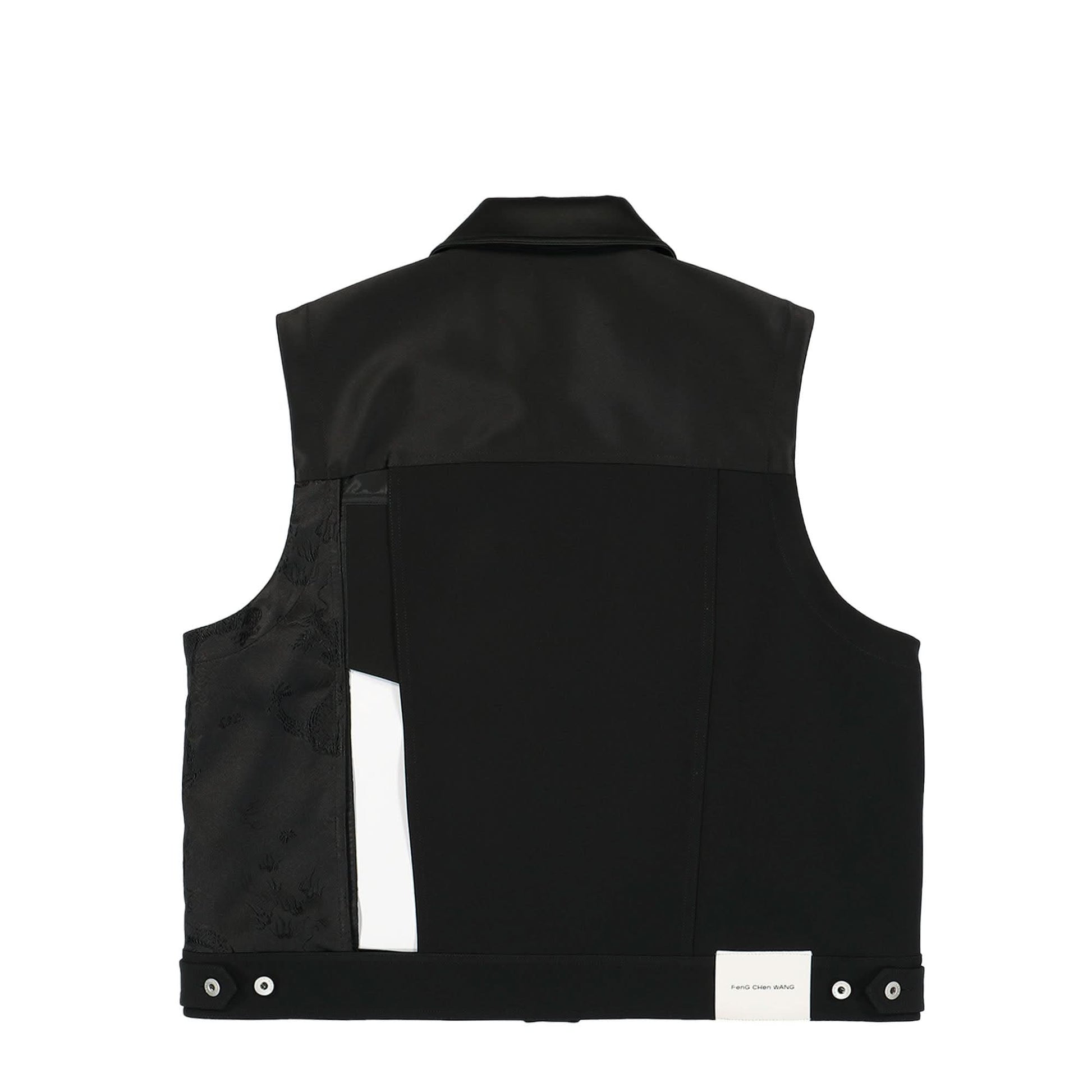 Feng Chen Wang 2 in 1 Cut Out Jacket With Dragon Jacquard Black Detail view 6 | Gate