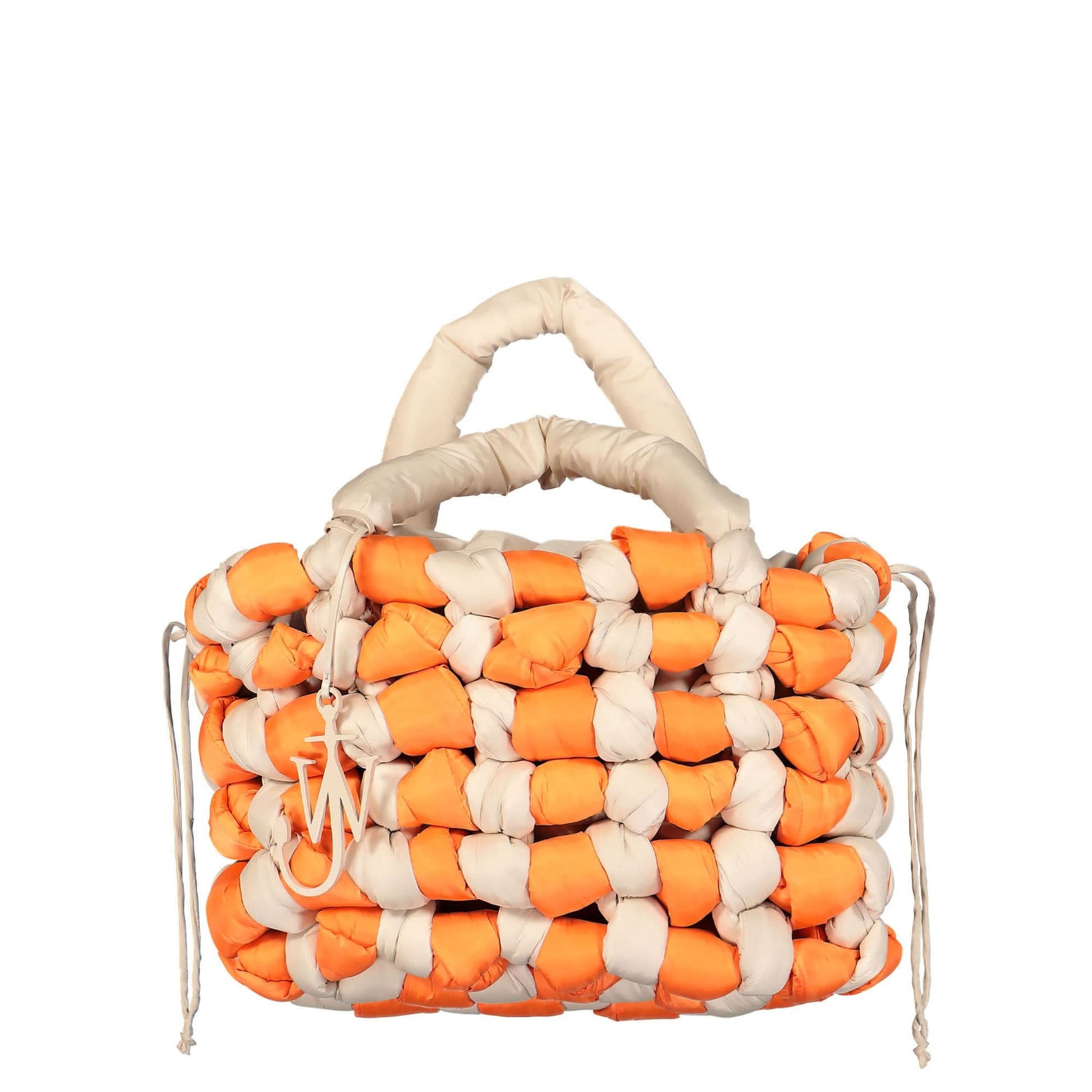 JW Anderson Large Knotted Tote Bag White,Orange Detail view 1 | Gate