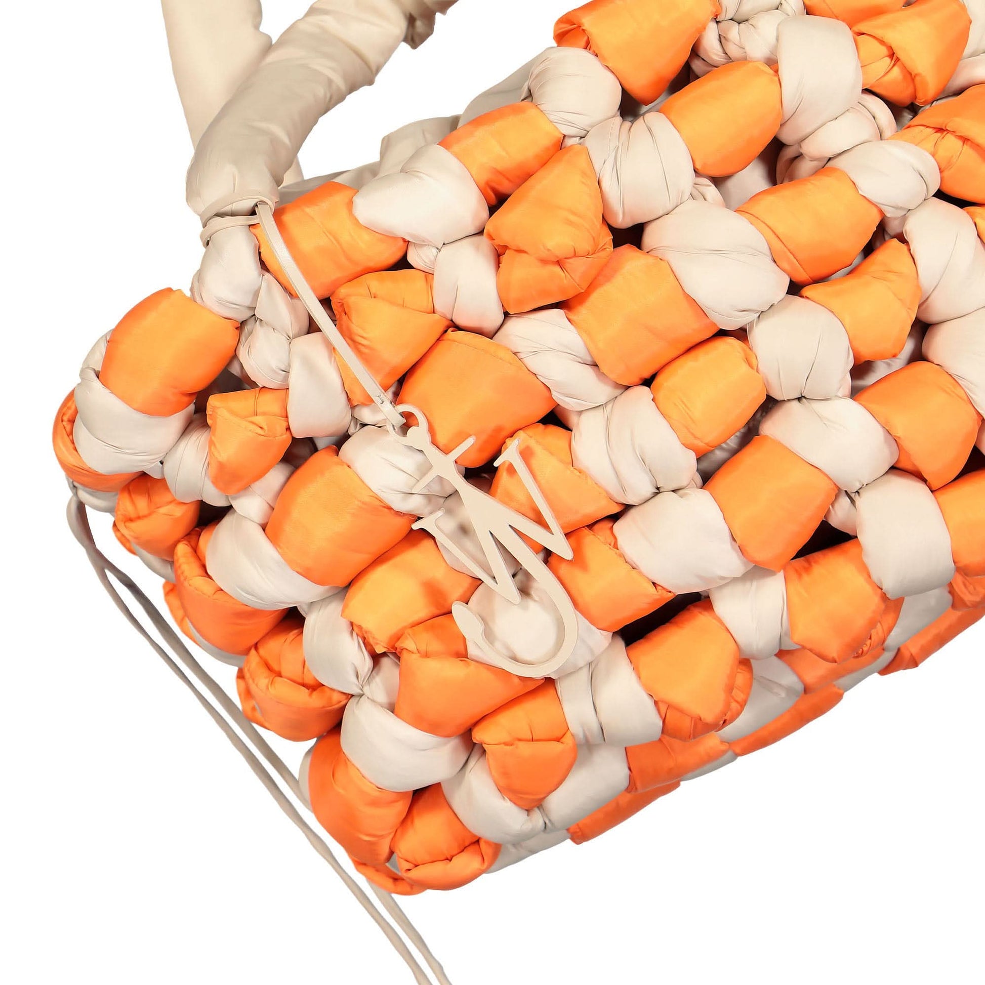 JW Anderson Large Knotted Tote Bag White,Orange Detail view 3 | Gate