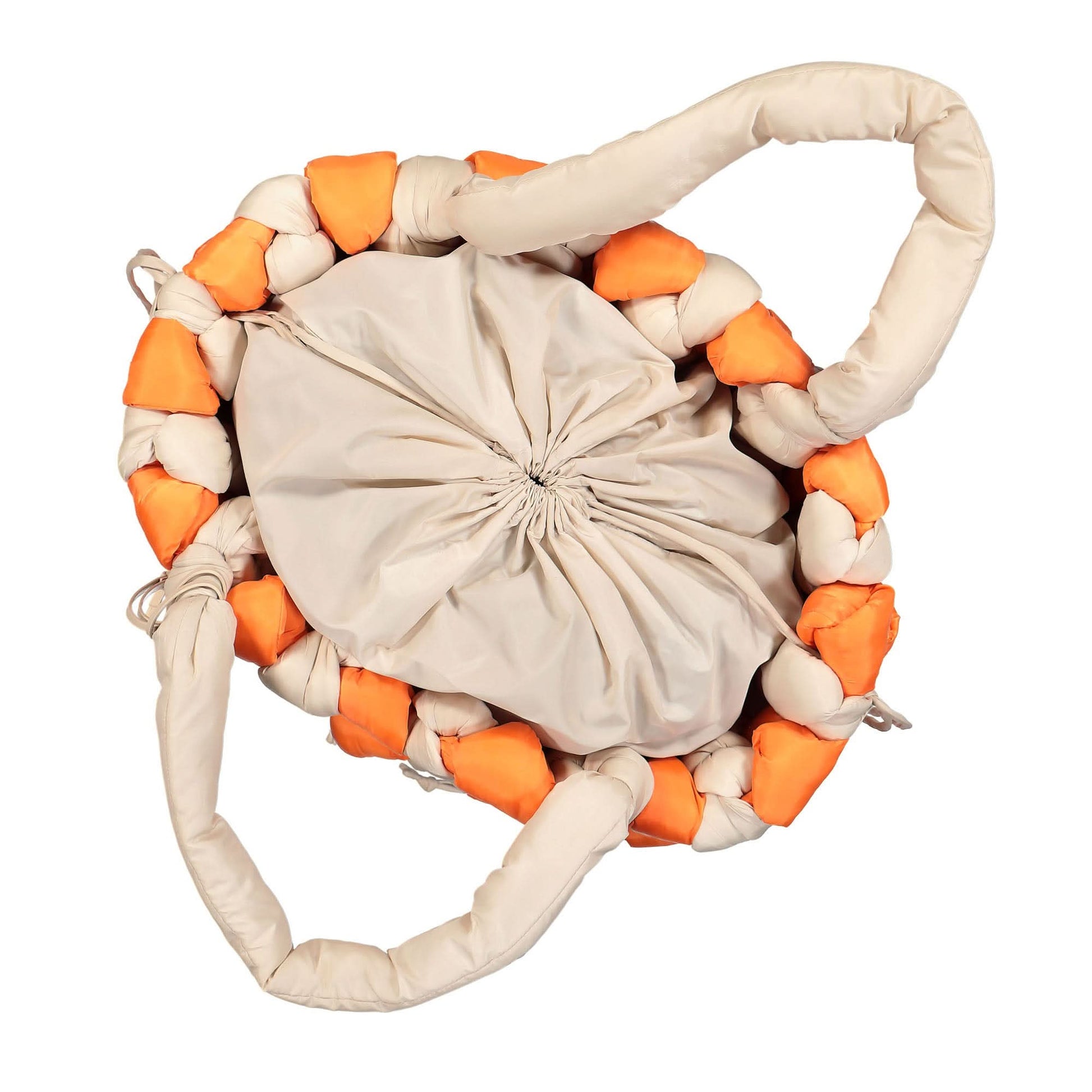 JW Anderson Large Knotted Tote Bag White,Orange Detail view 4 | Gate
