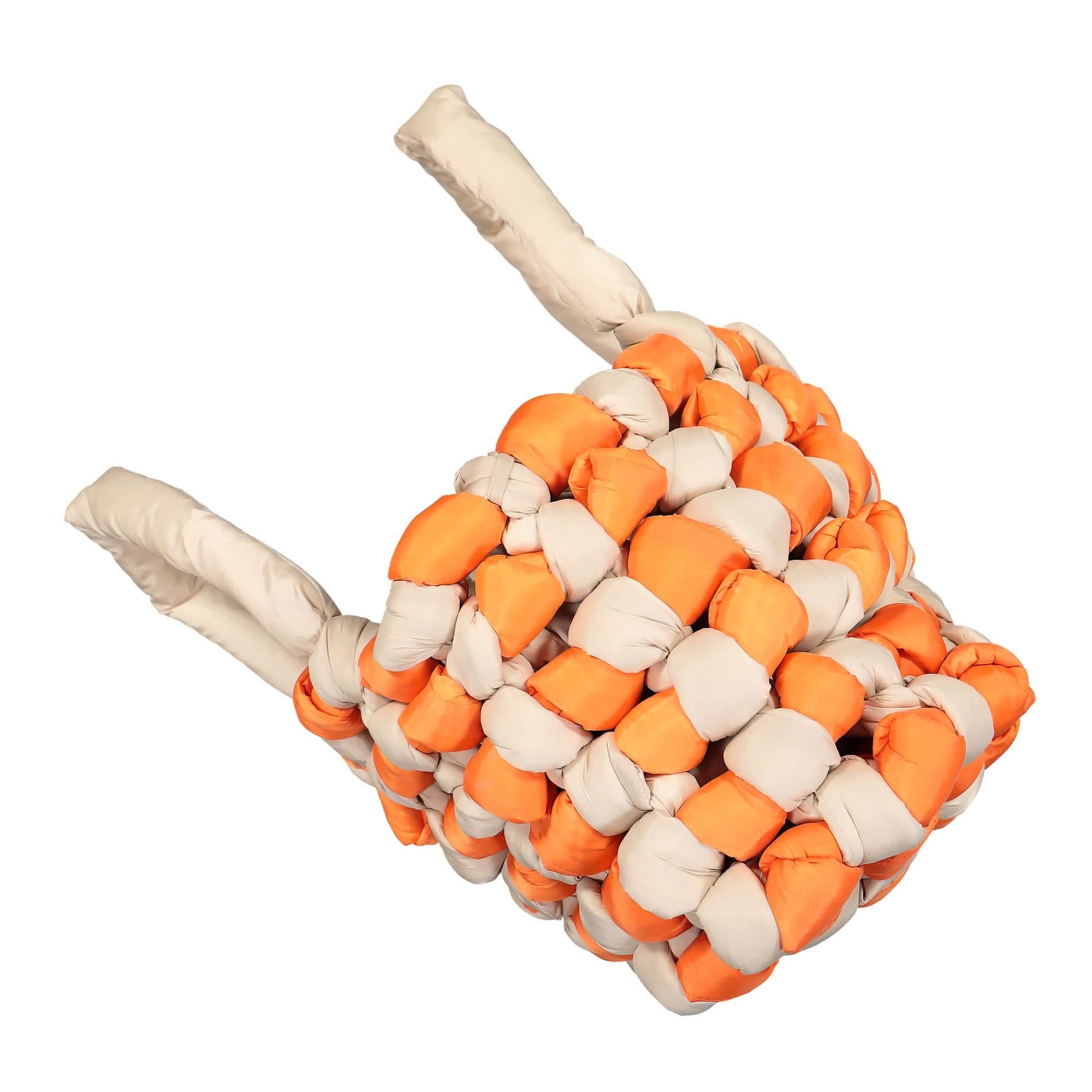 JW Anderson Large Knotted Tote Bag White,Orange Detail view 5 | Gate