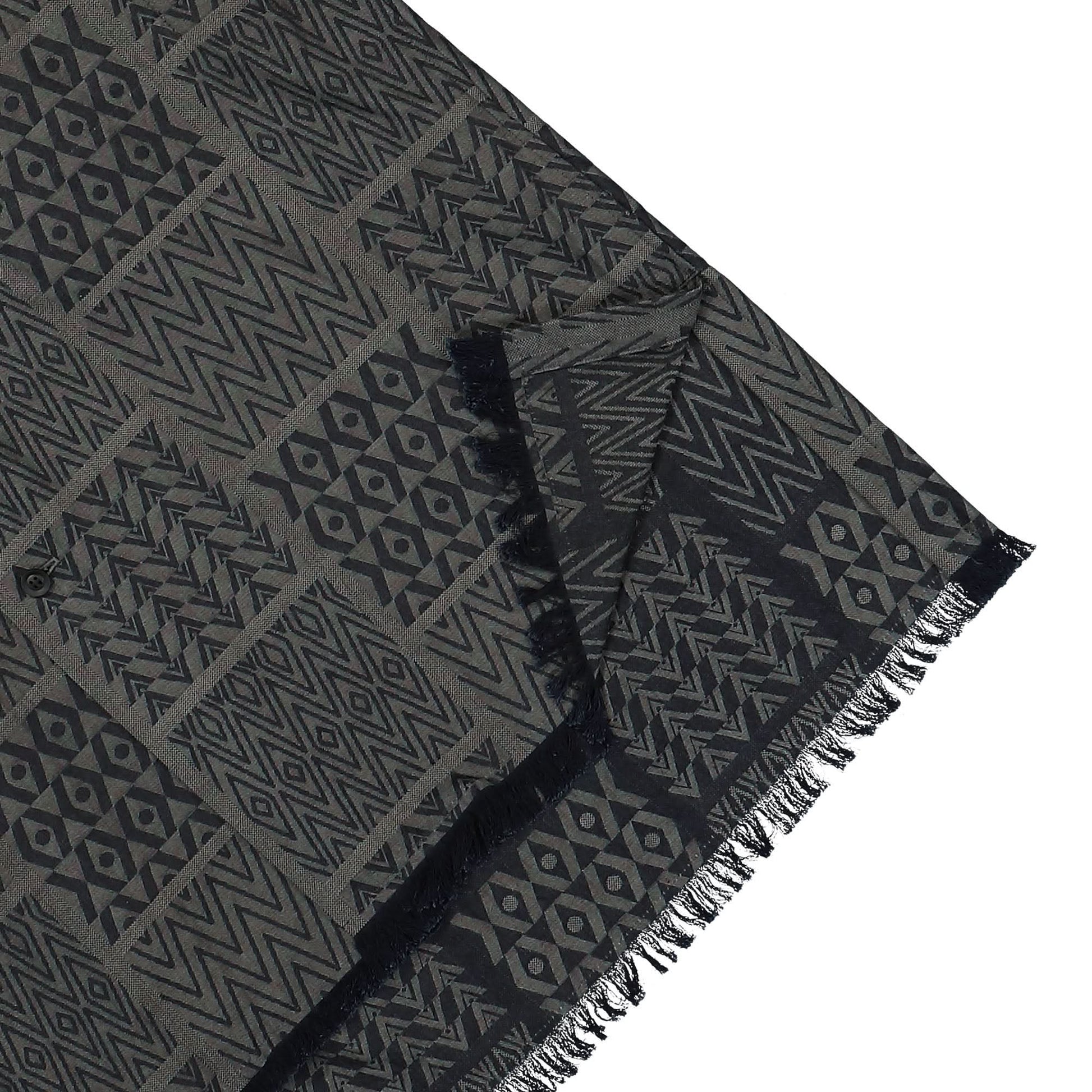 Yohji Yamamoto Homme Open Collar Pattern Shirt Green Detail view 4 | Gate