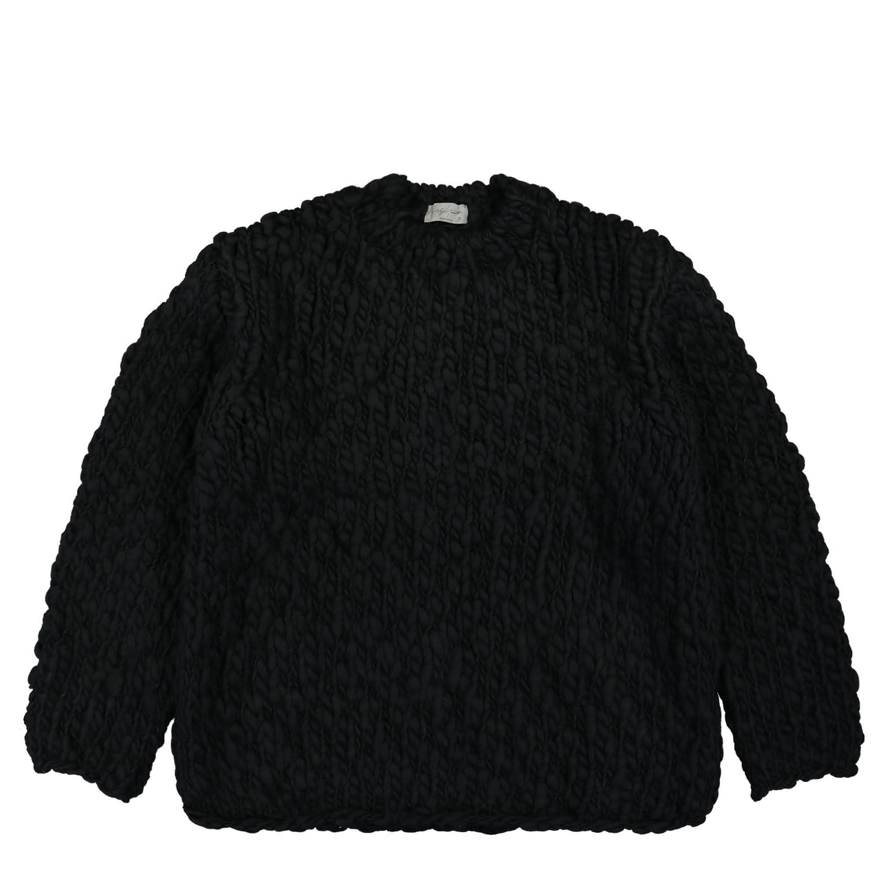 Yohji Yamamoto Homme Hand Knitted Round Neck Black Detail view 1 | Gate
