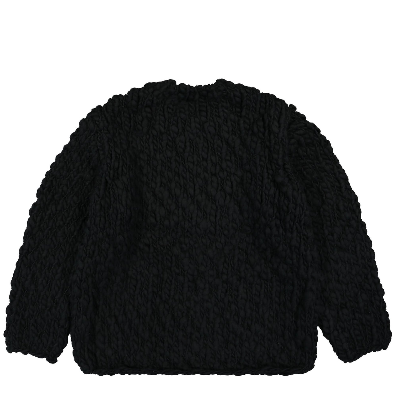 Yohji Yamamoto Homme Hand Knitted Round Neck Black Detail view 1 | Gate