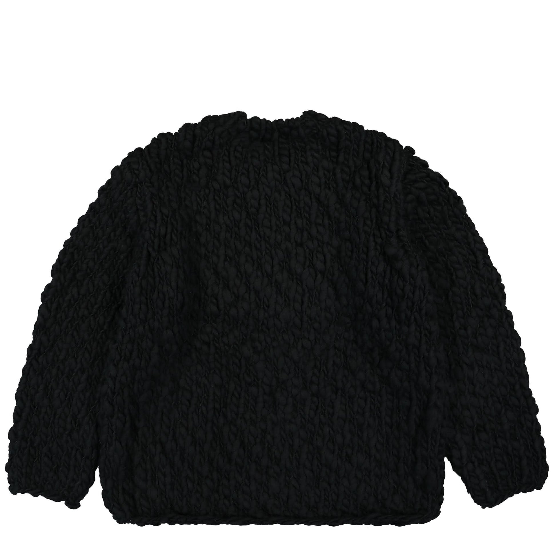 Yohji Yamamoto Homme Hand Knitted Round Neck Black Detail view 2 | Gate