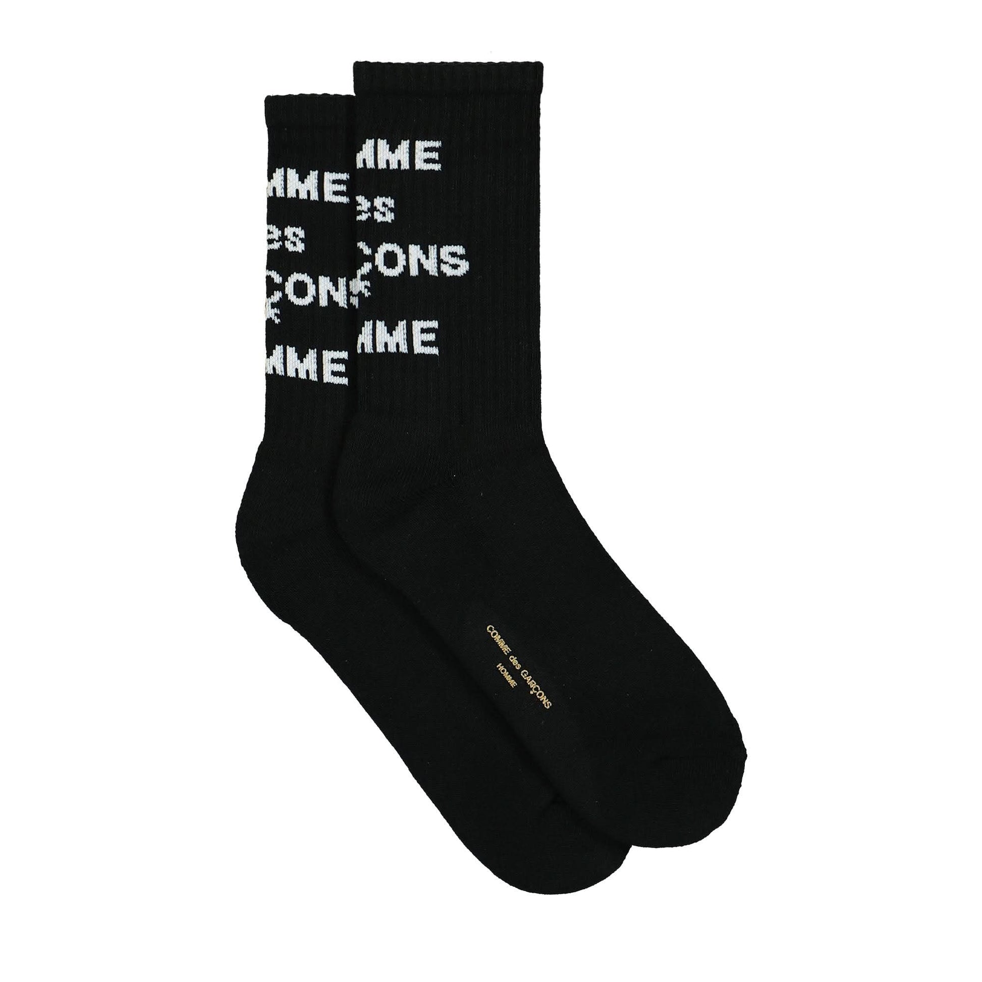 Comme des Garçons Homme Logo Socks Black Detail view 2 | Gate