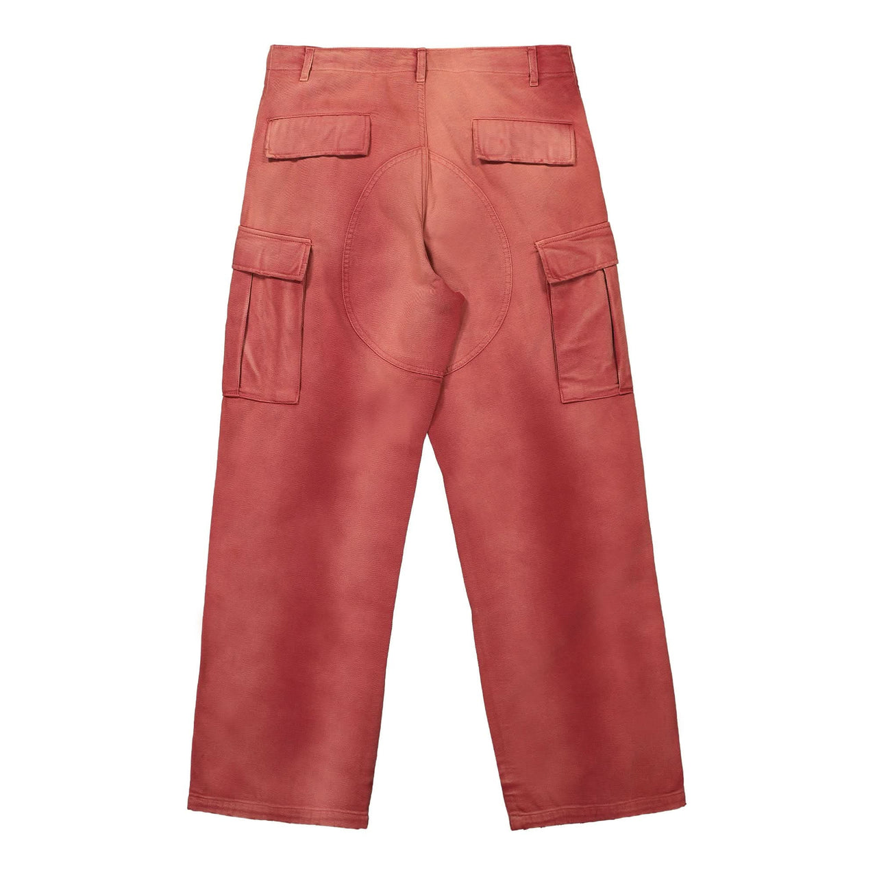 Heron Preston Distressed Canvas Cargo Pants Red Detail view 1 | Gate