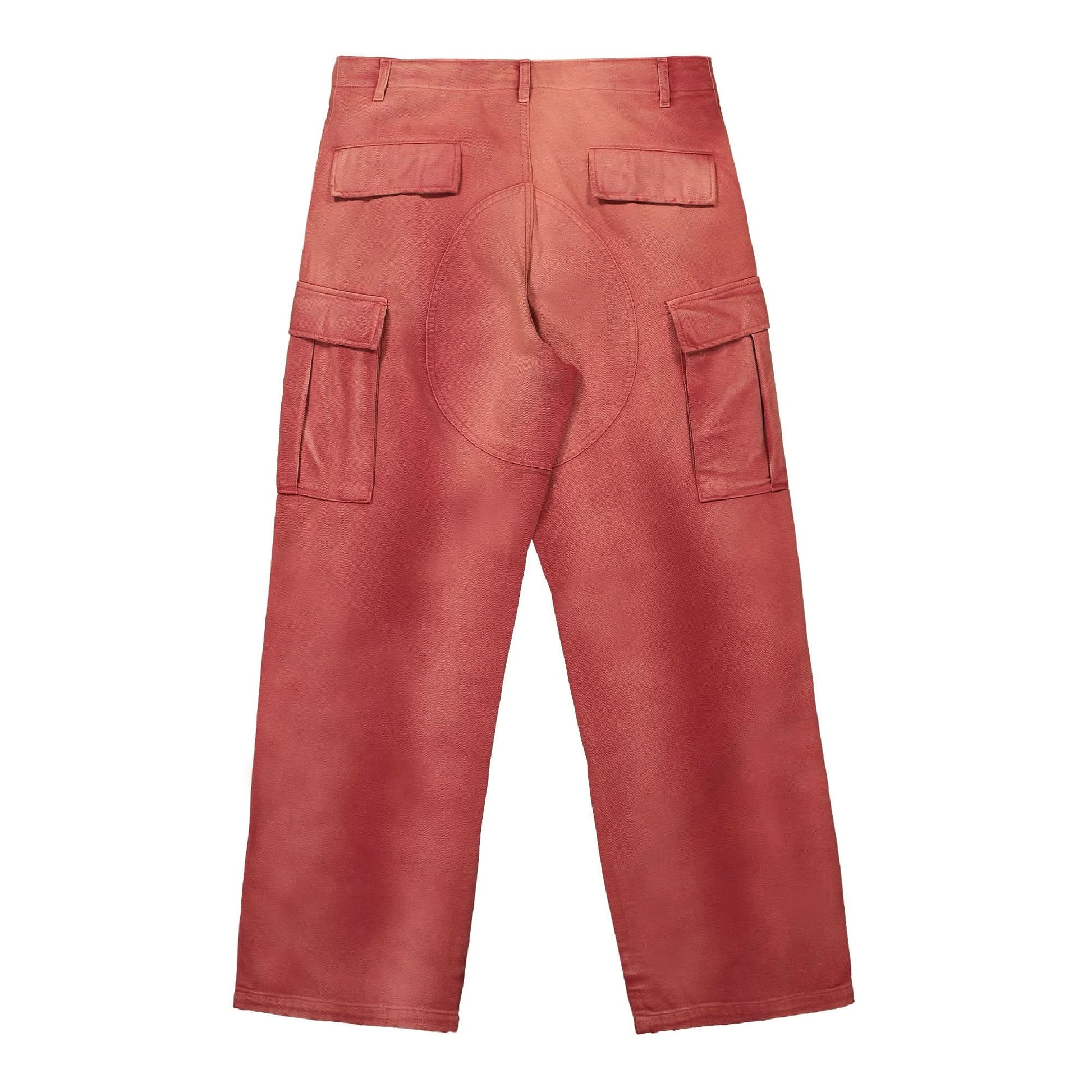 Heron Preston Distressed Canvas Cargo Pants Red Detail view 2 | Gate