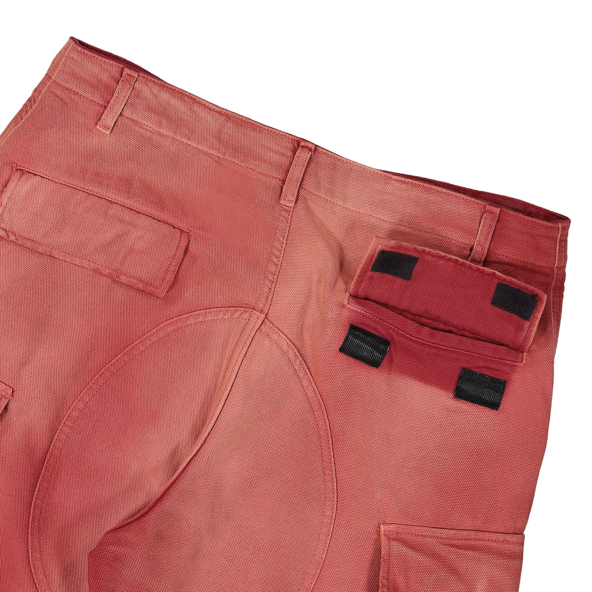 Heron Preston Distressed Canvas Cargo Pants Red Detail view 5 | Gate