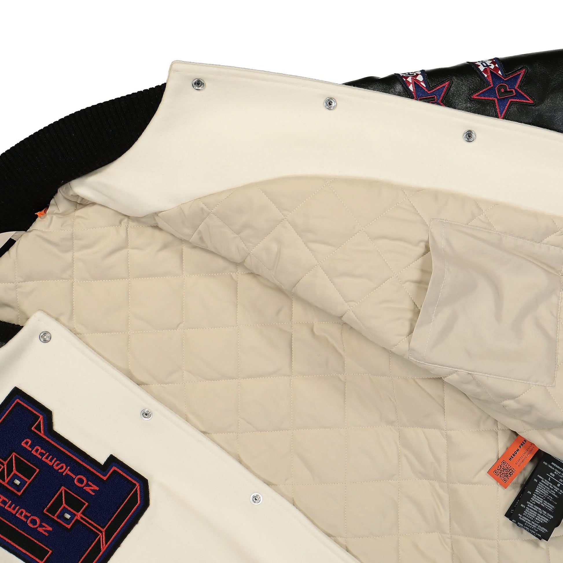 Heron Preston HP Patches Varsity Jacket Multicolor Detail view 4 | Gate