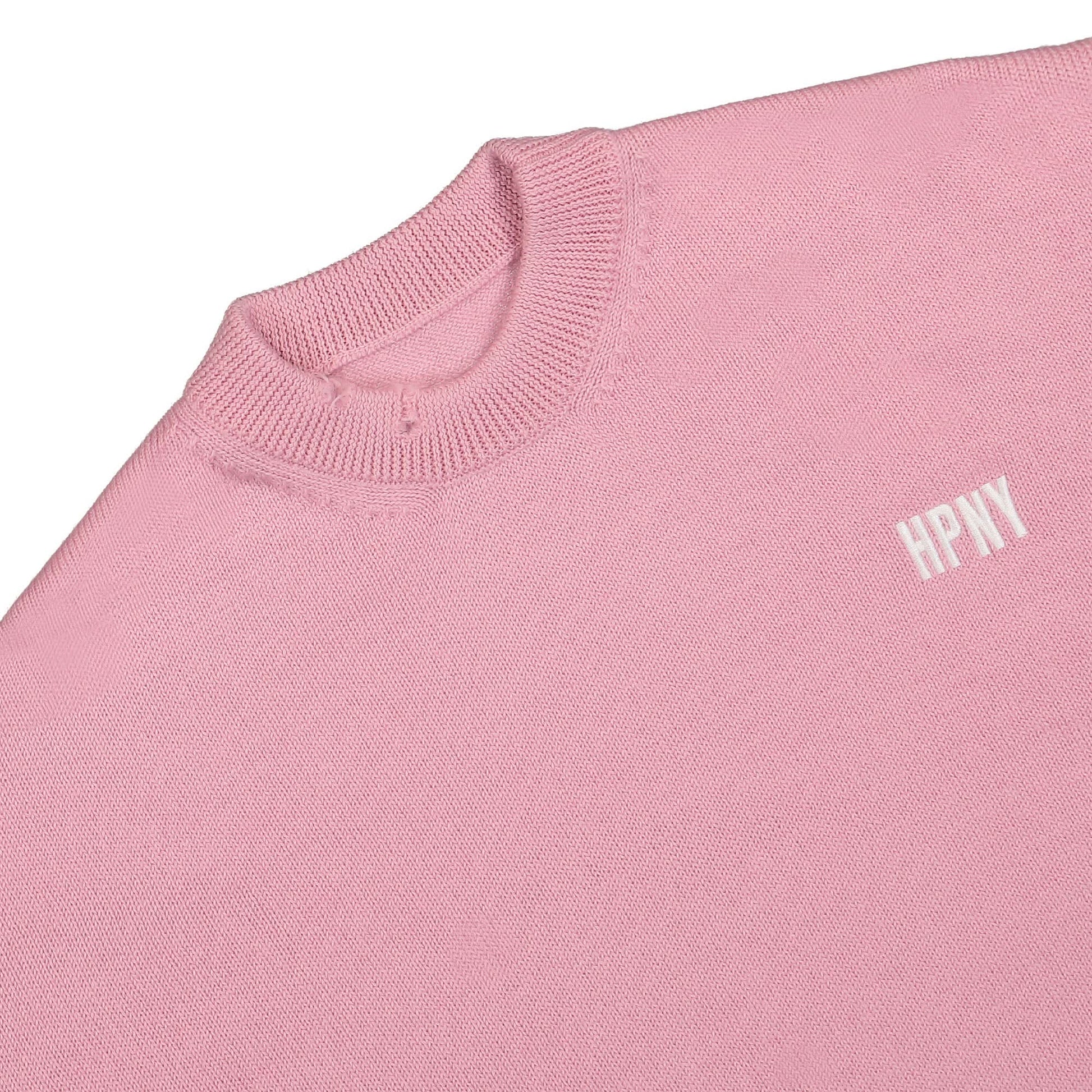 Heron Preston Shredded Knit Crewneck Pink Detail view 3 | Gate