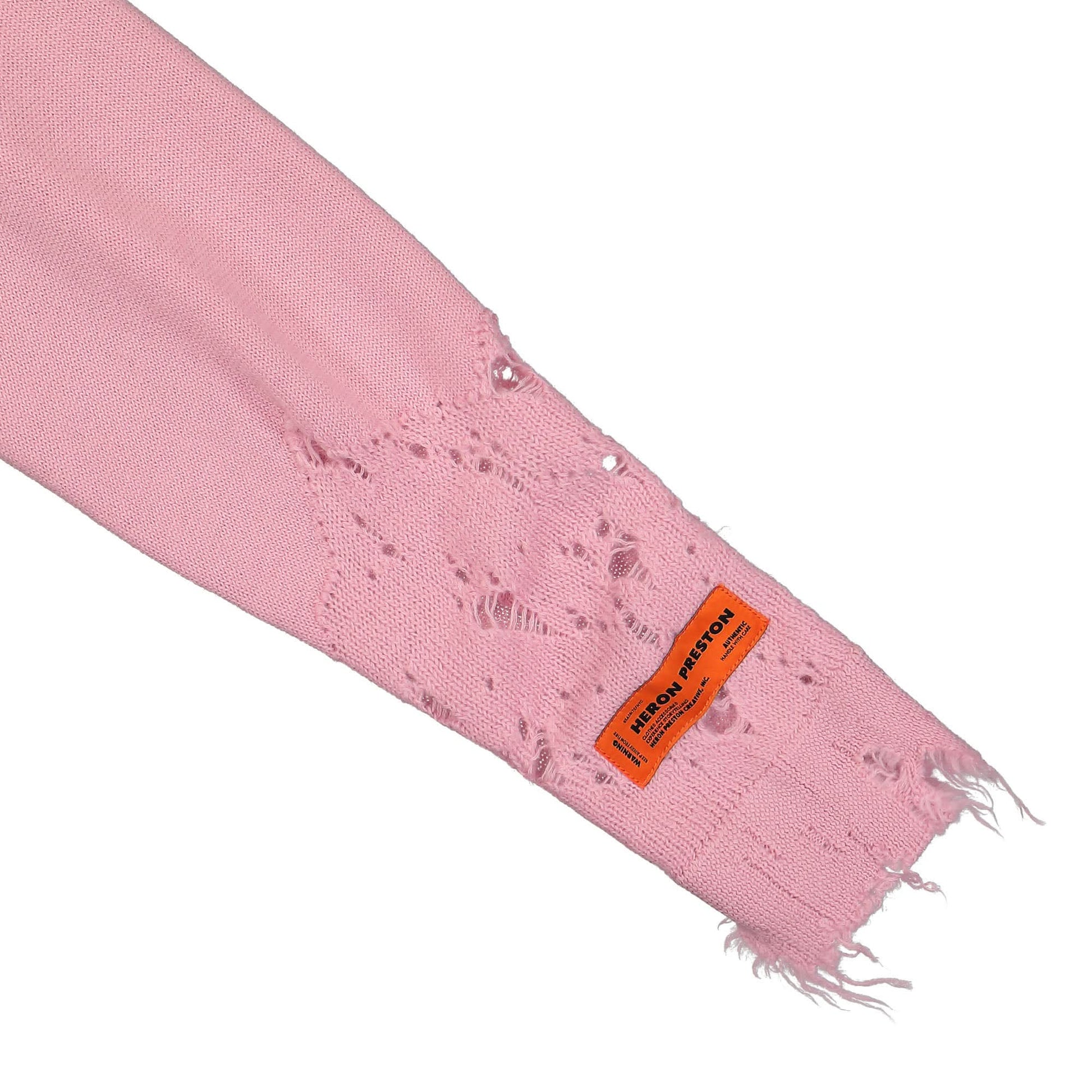 Heron Preston Shredded Knit Crewneck Pink Detail view 4 | Gate
