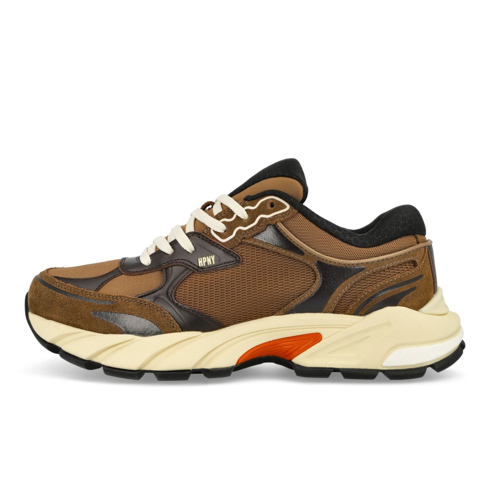 Heron Preston Block Stepper Suede Sneaker Brown Sneaker Detail view 1 | Gate
