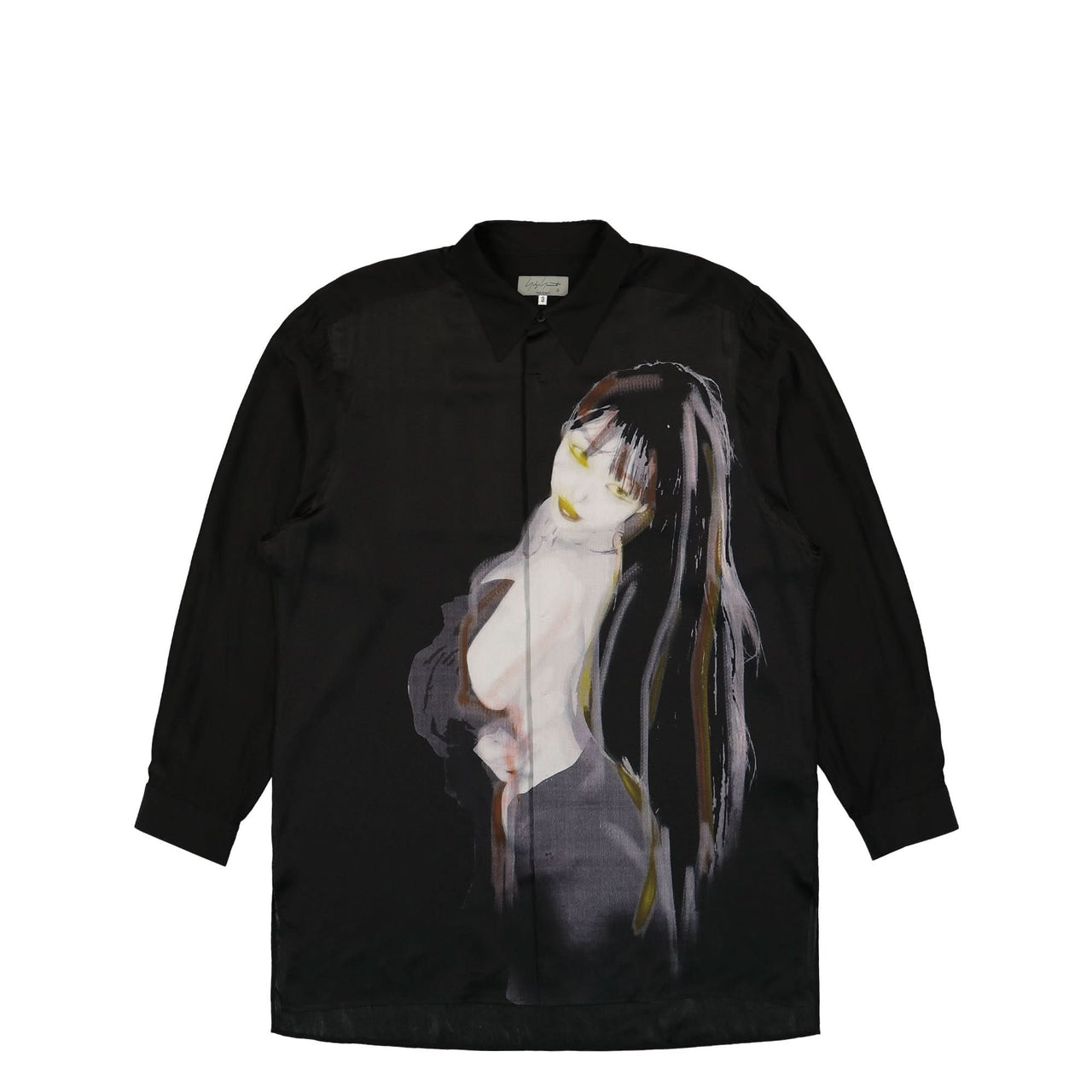 Yohji Yamamoto Homme A-Female Design Momme Normal Shirt Black Detail view 1 | Gate