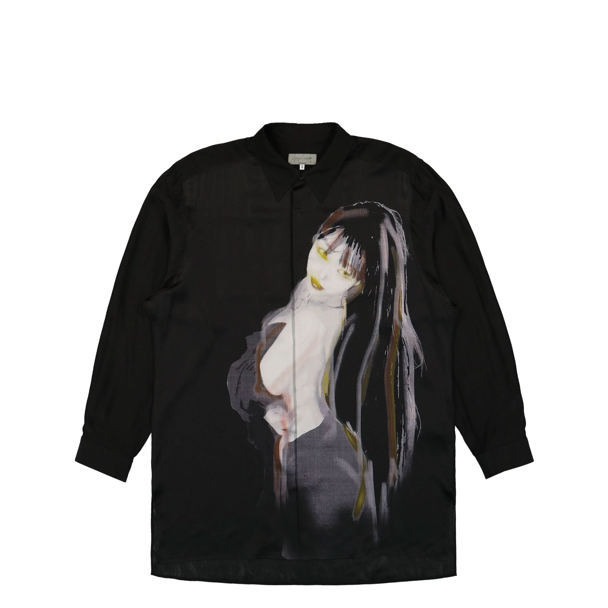 Yohji Yamamoto Homme A-Female Design Momme Normal Shirt Black Detail view 1 | Gate