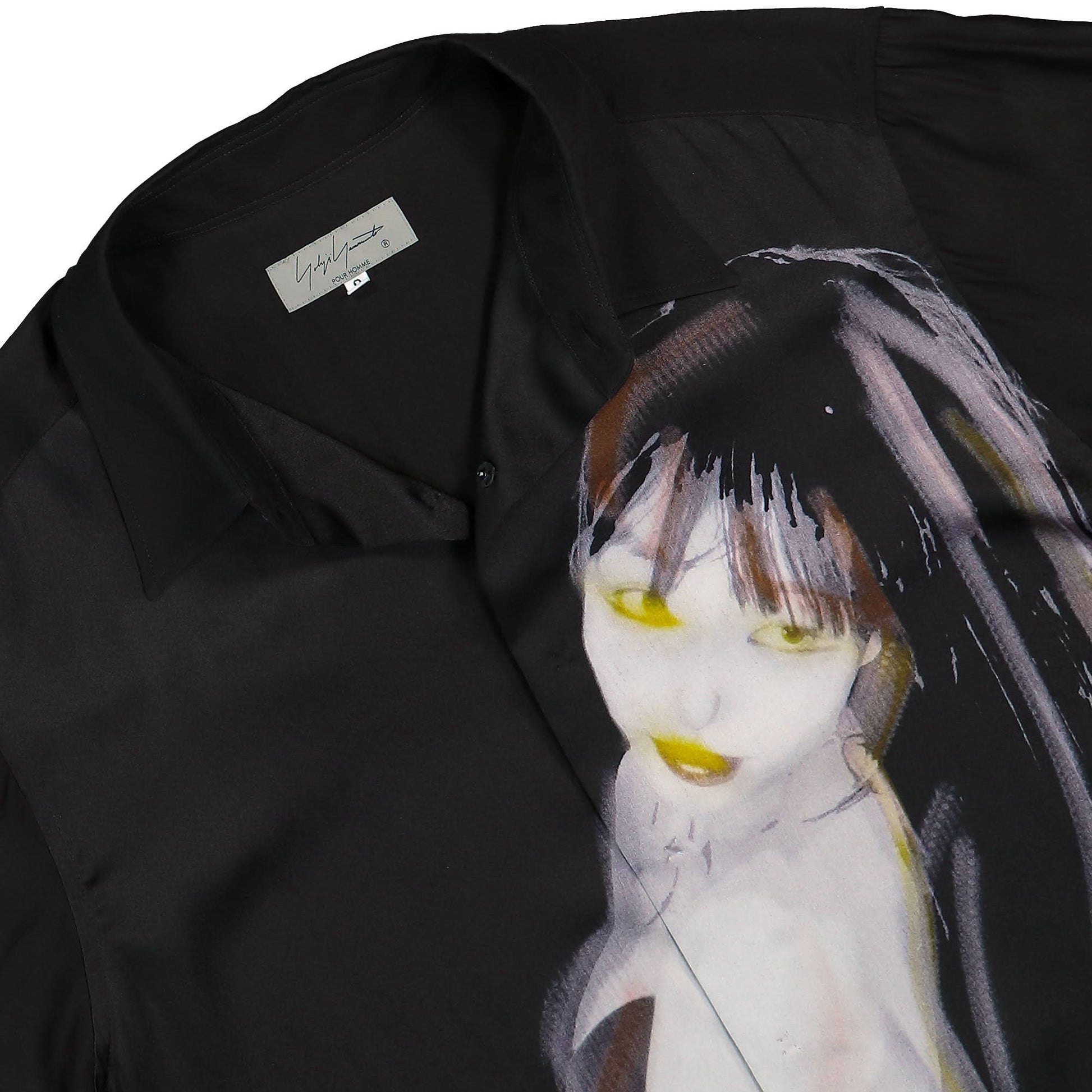 Yohji Yamamoto Homme A-Female Design Momme Normal Shirt Black Detail view 5 | Gate