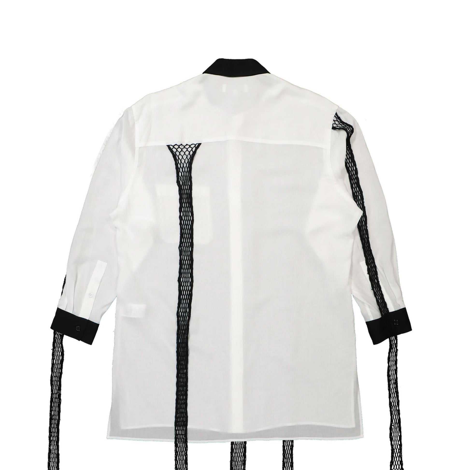 Yohji Yamamoto Homme R-Black Mesh Shirt White Detail view 2 | Gate